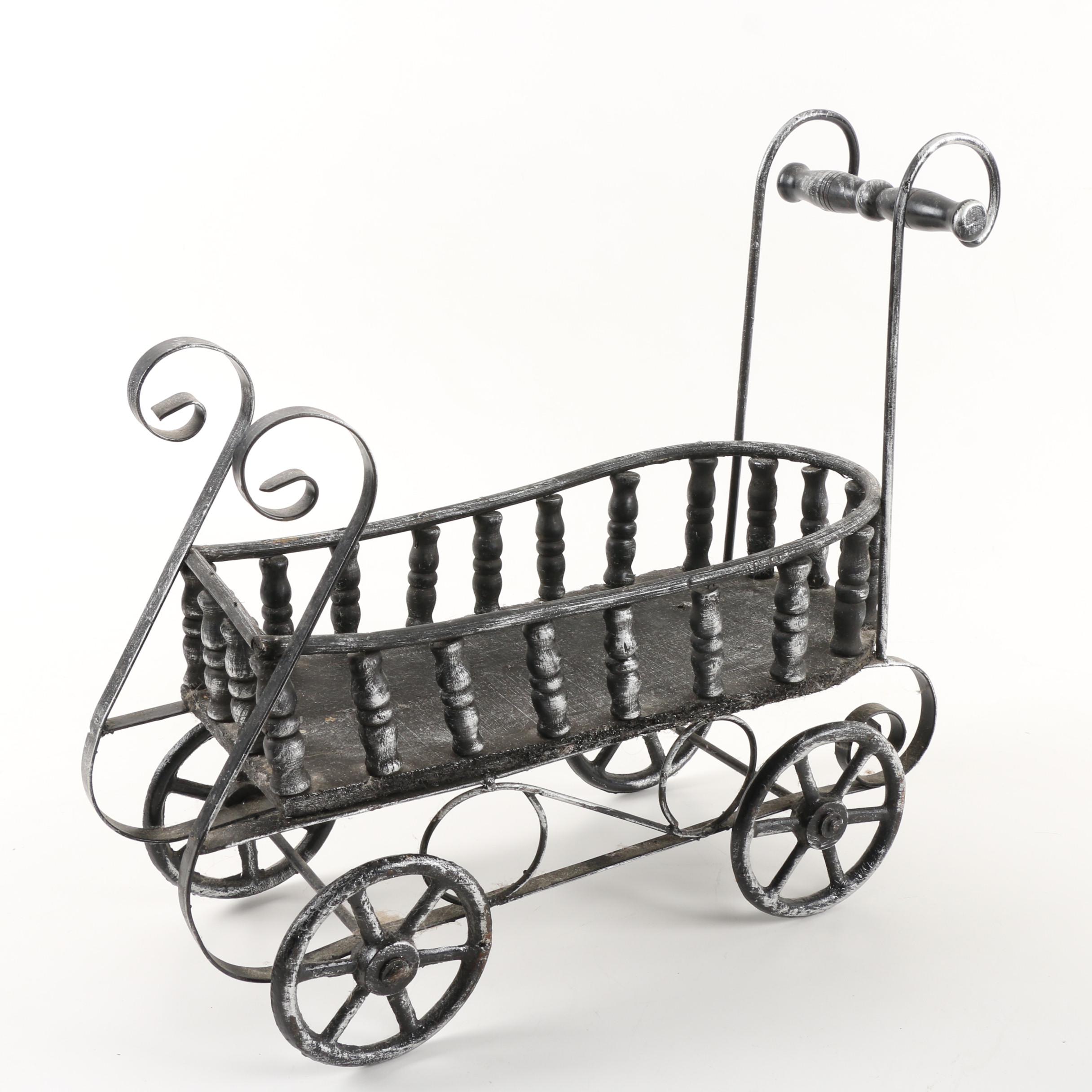 Diminutive Windsor Style Armchair with Metal and Wood Pram