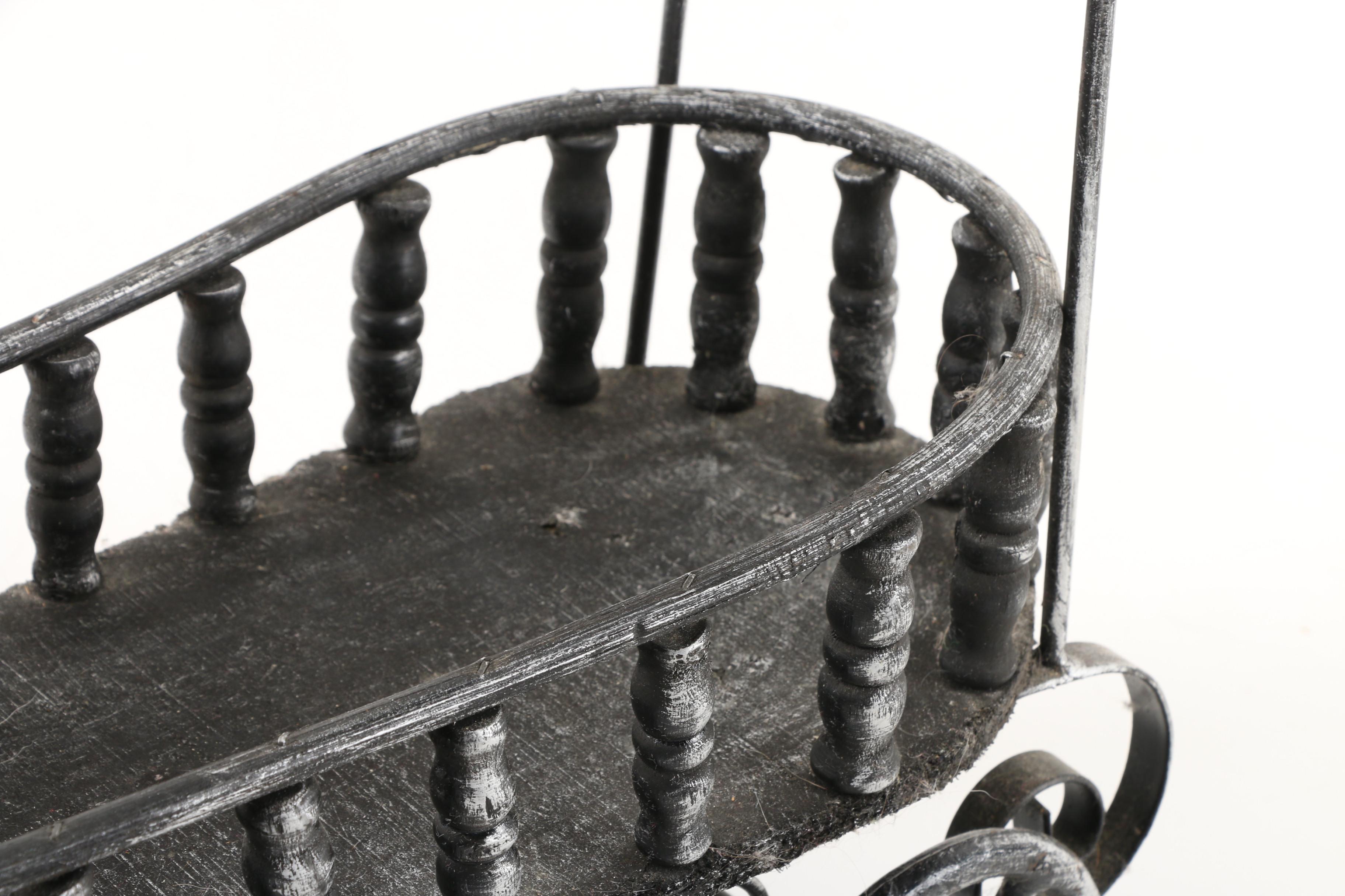 Diminutive Windsor Style Armchair with Metal and Wood Pram