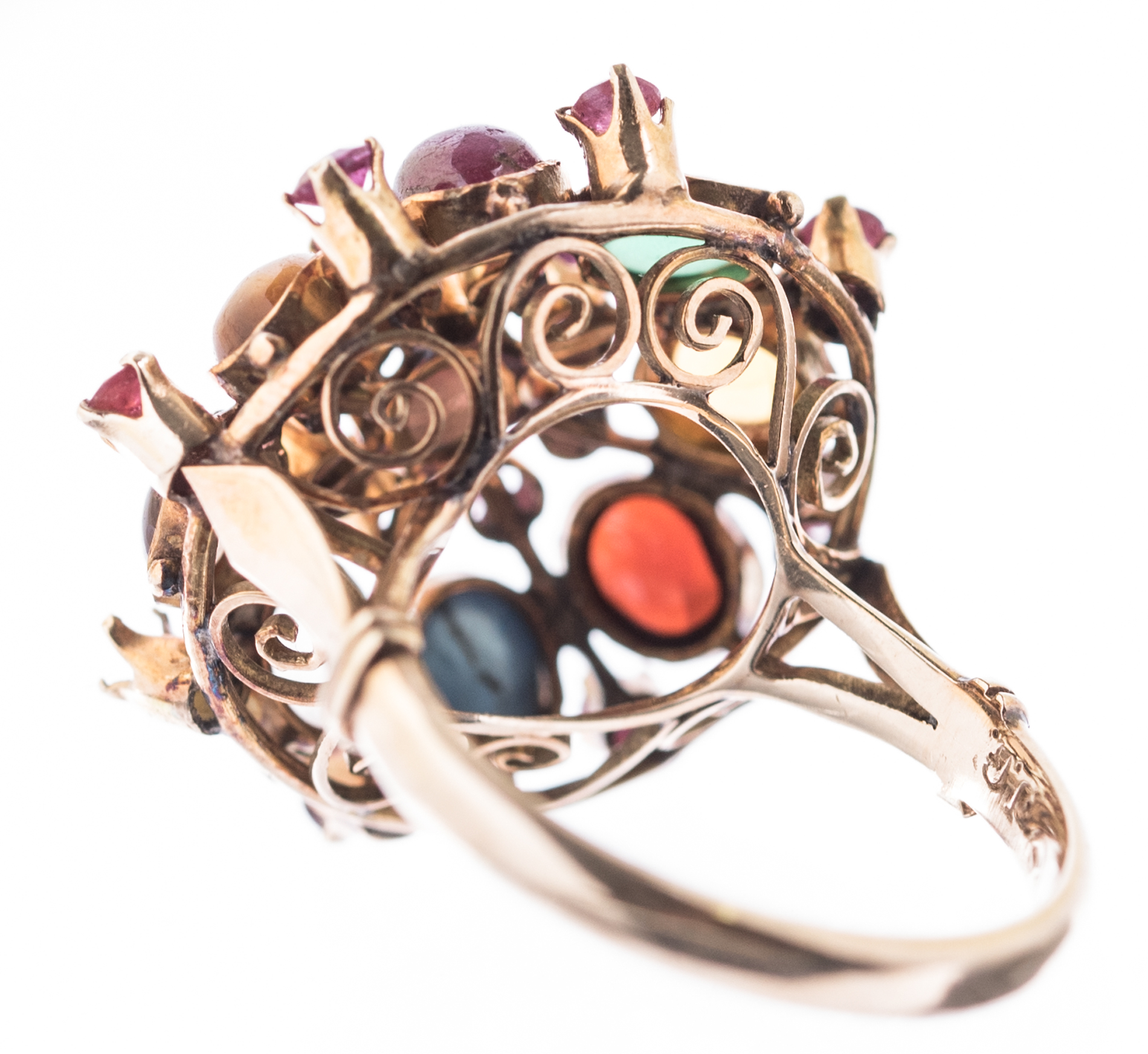 14K Yellow Gold and Multi-Gemstone Dome Ring