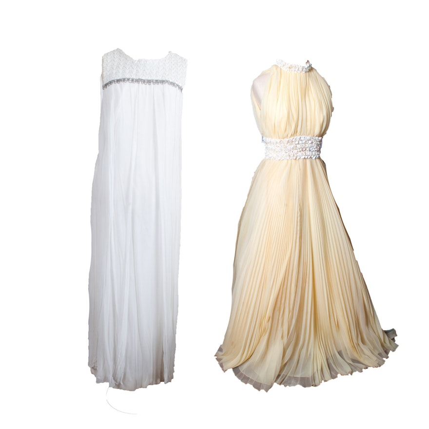 Pair of 1960s Vintage Sleeveless Evening Gowns Including Lillie Rubin