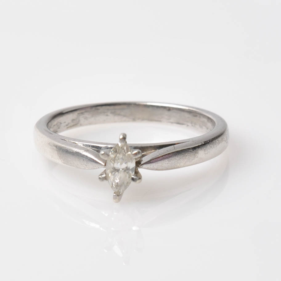 Platinaire Solitaire Marquise Diamond Ring