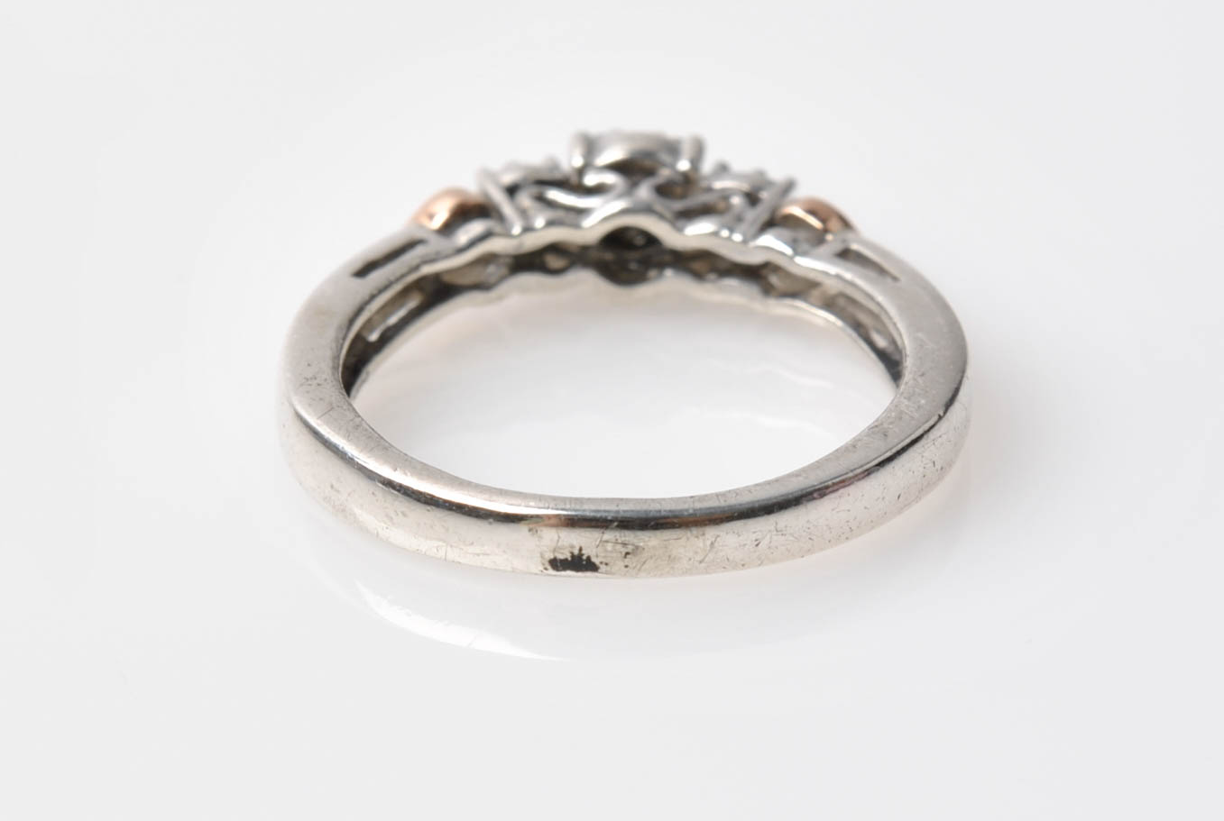 Sterling Silver 10K Rose Gold Accented Diamond Ring