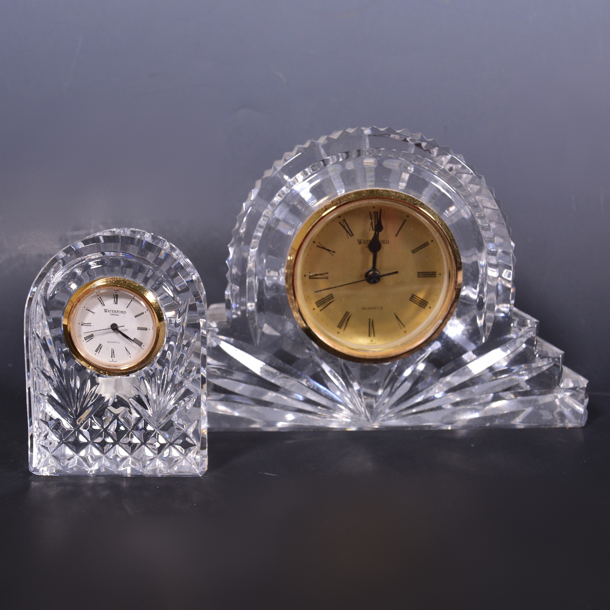Waterford Crystal "Wharton" Mantel Clock and Desk Clock