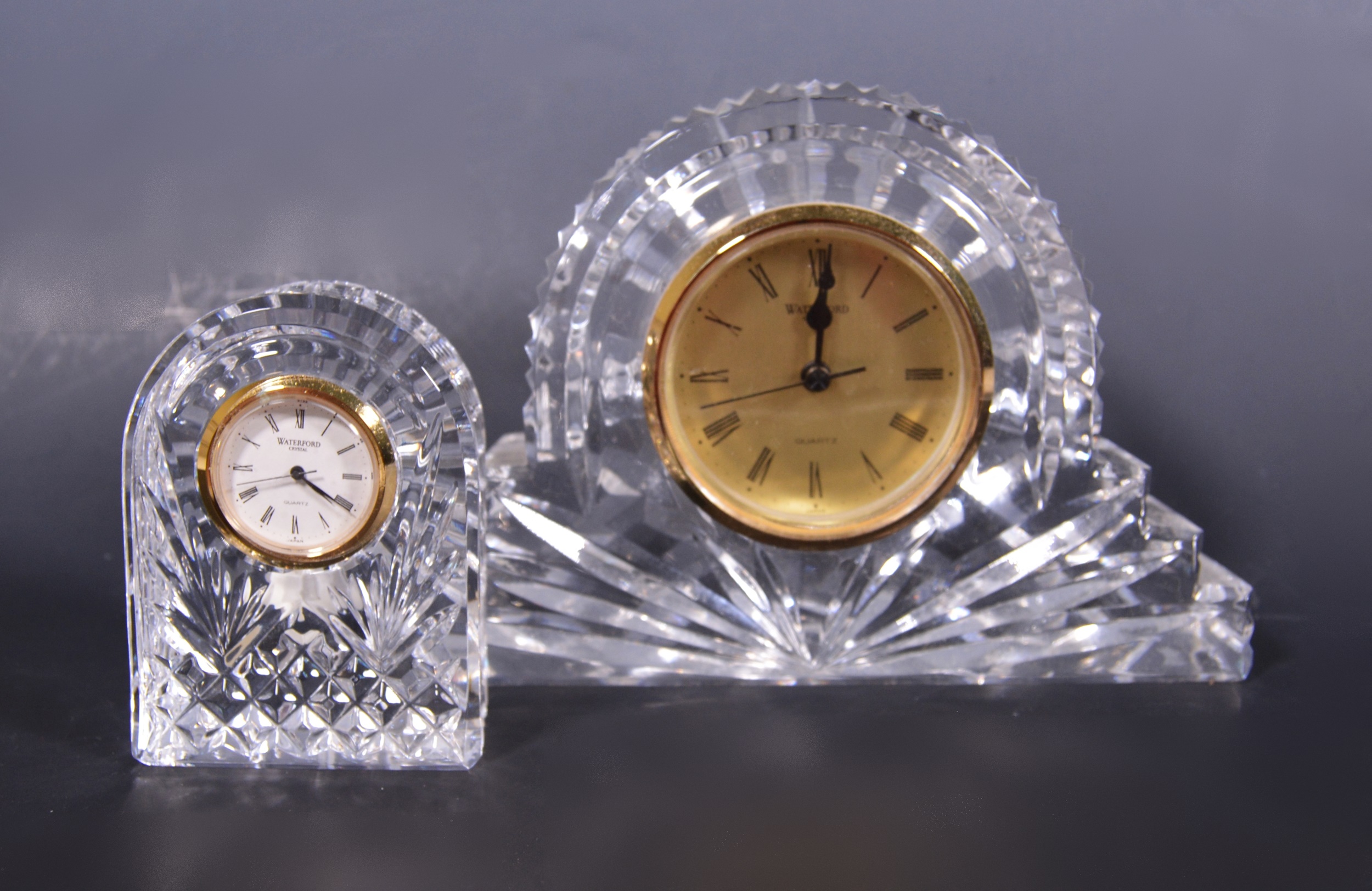 Waterford Crystal "Wharton" Mantel Clock and Desk Clock