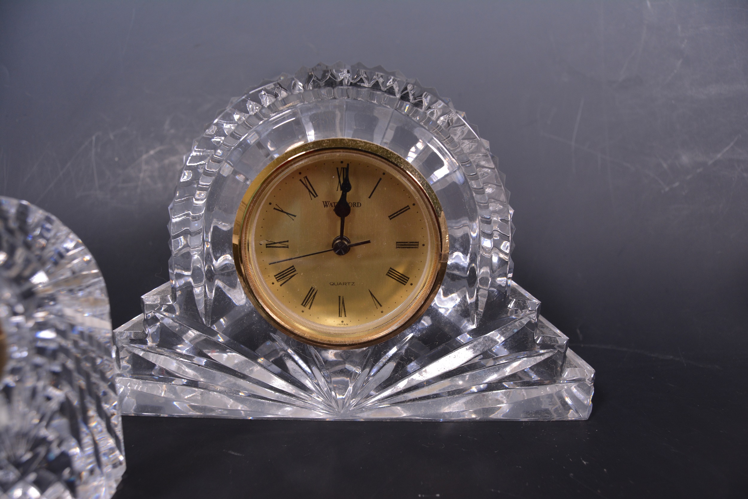 Waterford Crystal "Wharton" Mantel Clock and Desk Clock