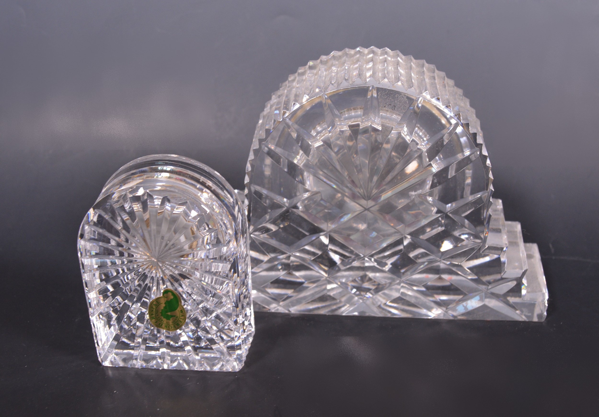 Waterford Crystal "Wharton" Mantel Clock and Desk Clock
