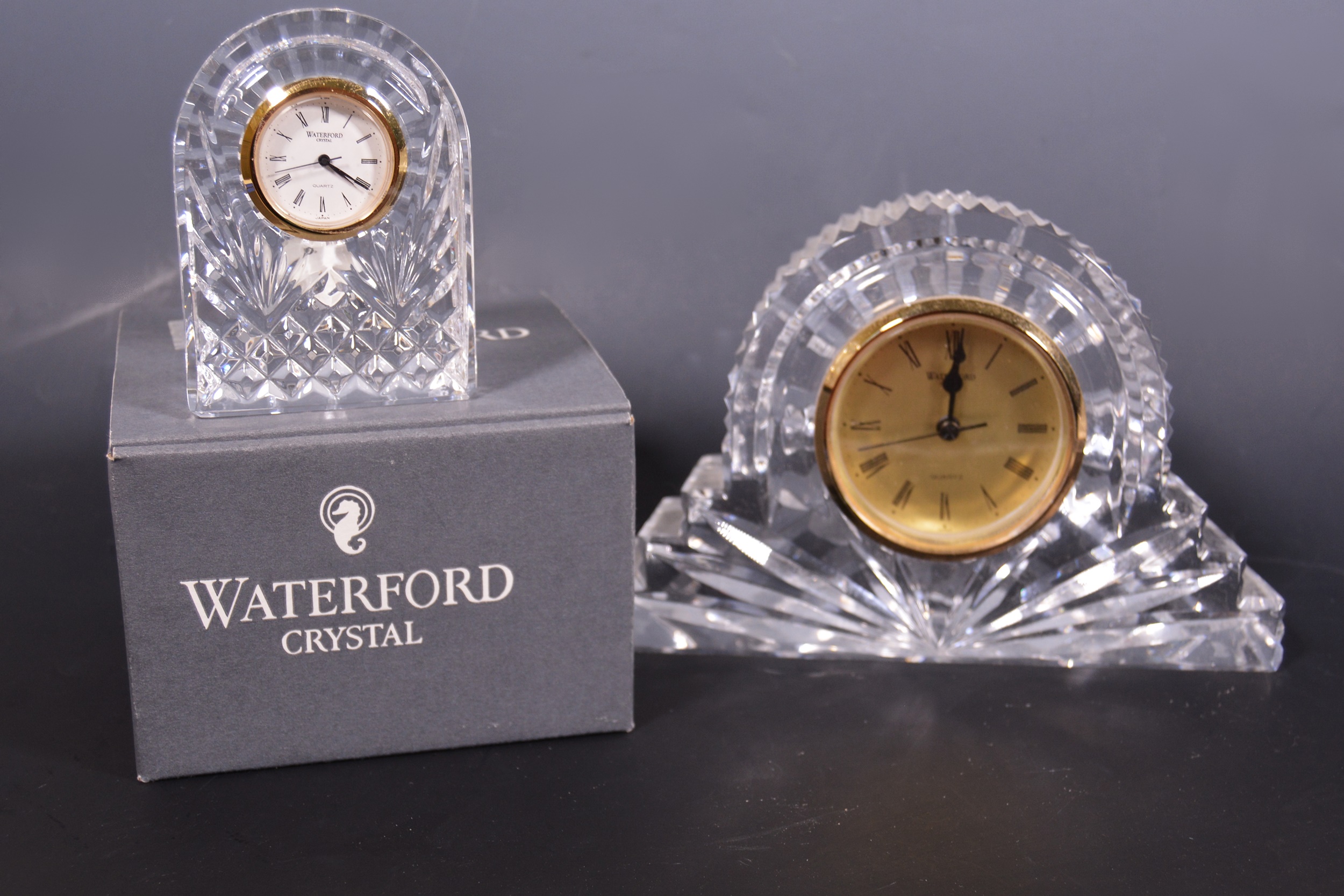 Waterford Crystal "Wharton" Mantel Clock and Desk Clock