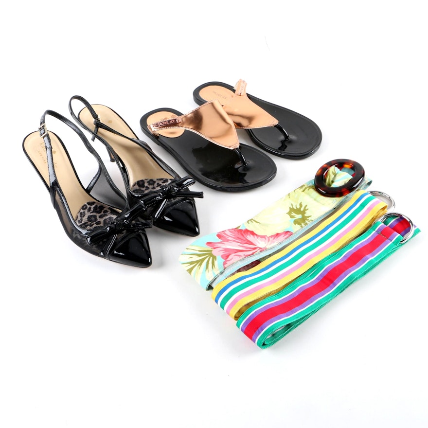 Kate Spade New York Slingback Heels, Rachel Zoe Thong Sandals and Assorted Belts