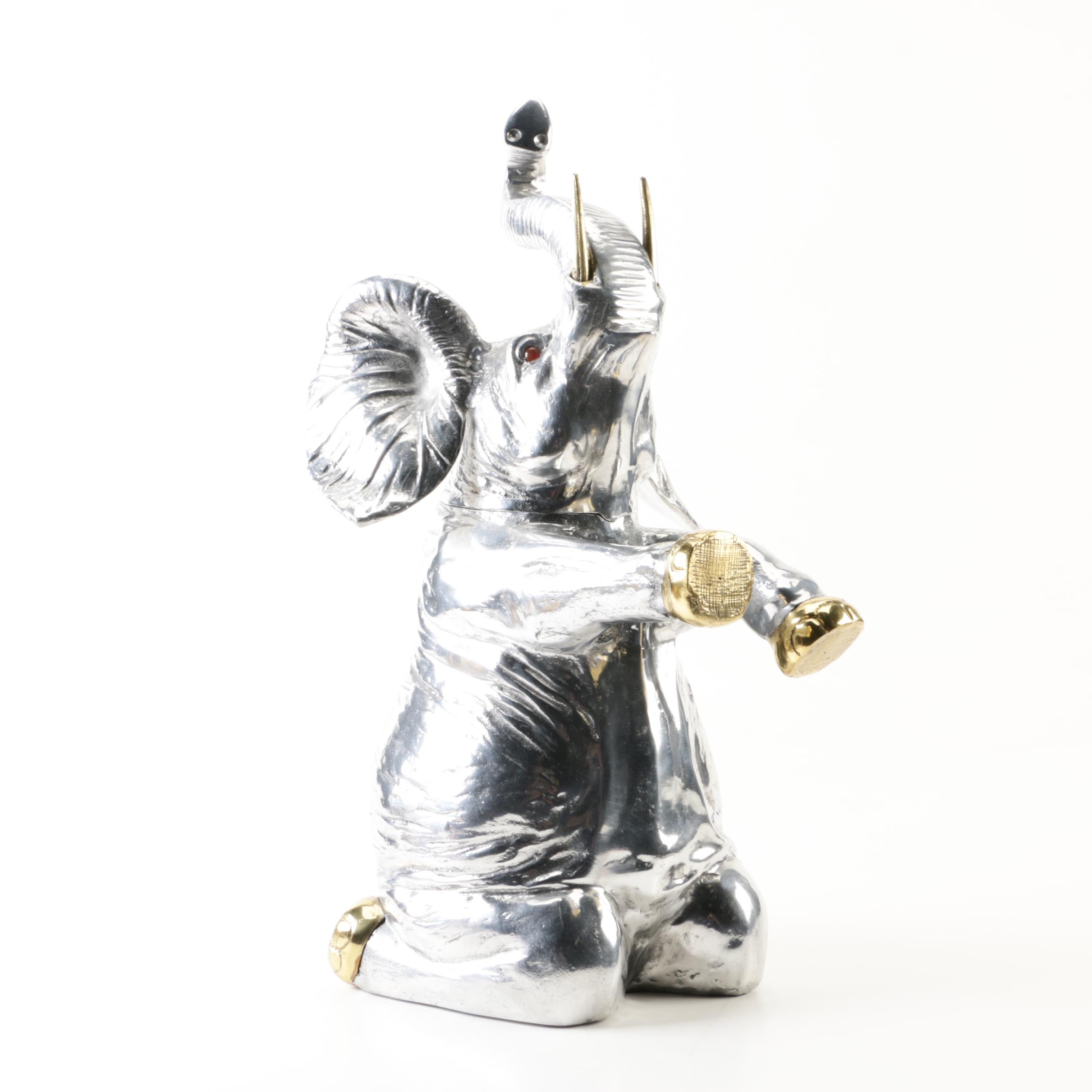 Vintage Arthur Court Aluminum Elephant Wine Bottle Cooler