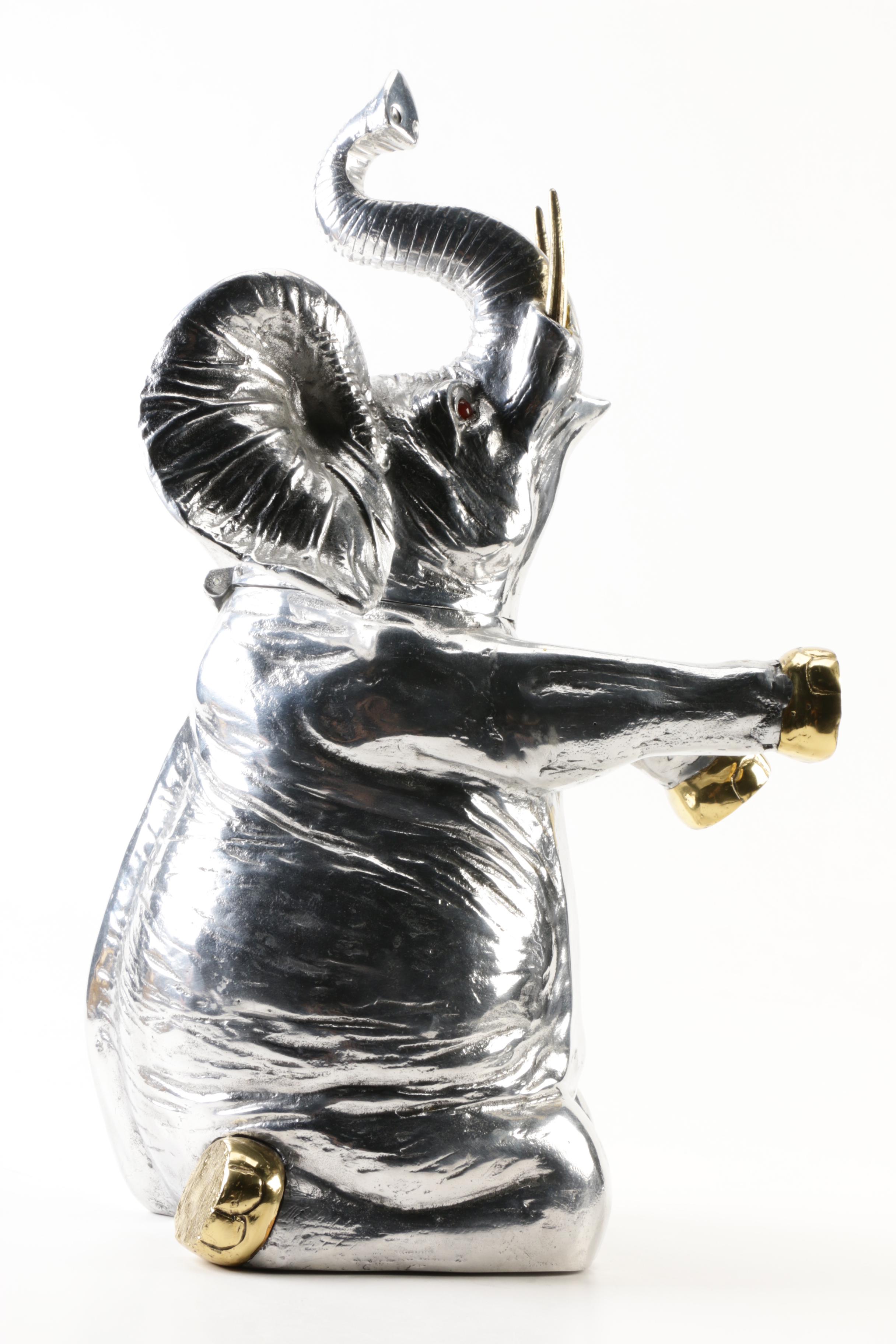 Vintage Arthur Court Aluminum Elephant Wine Bottle Cooler