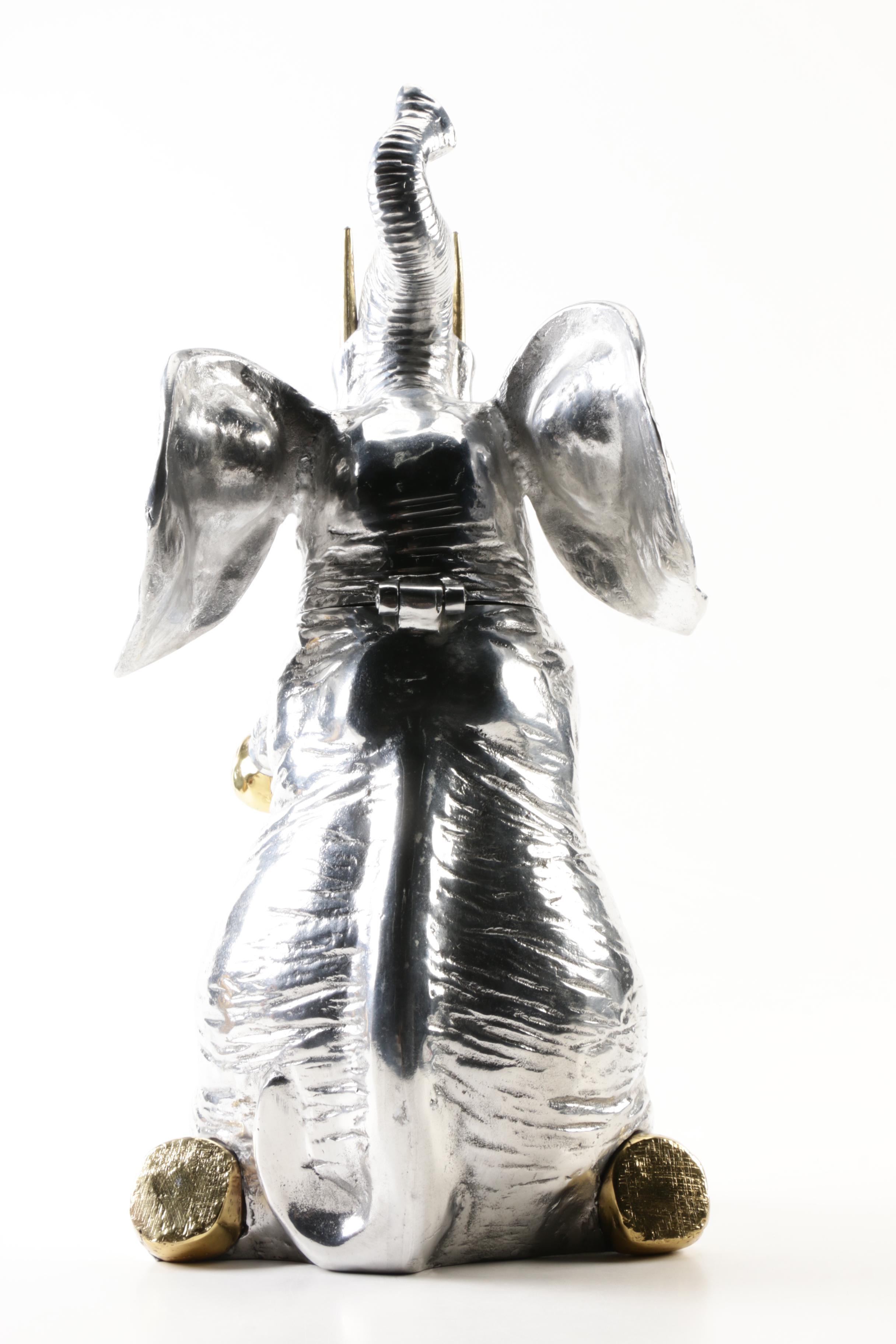 Vintage Arthur Court Aluminum Elephant Wine Bottle Cooler