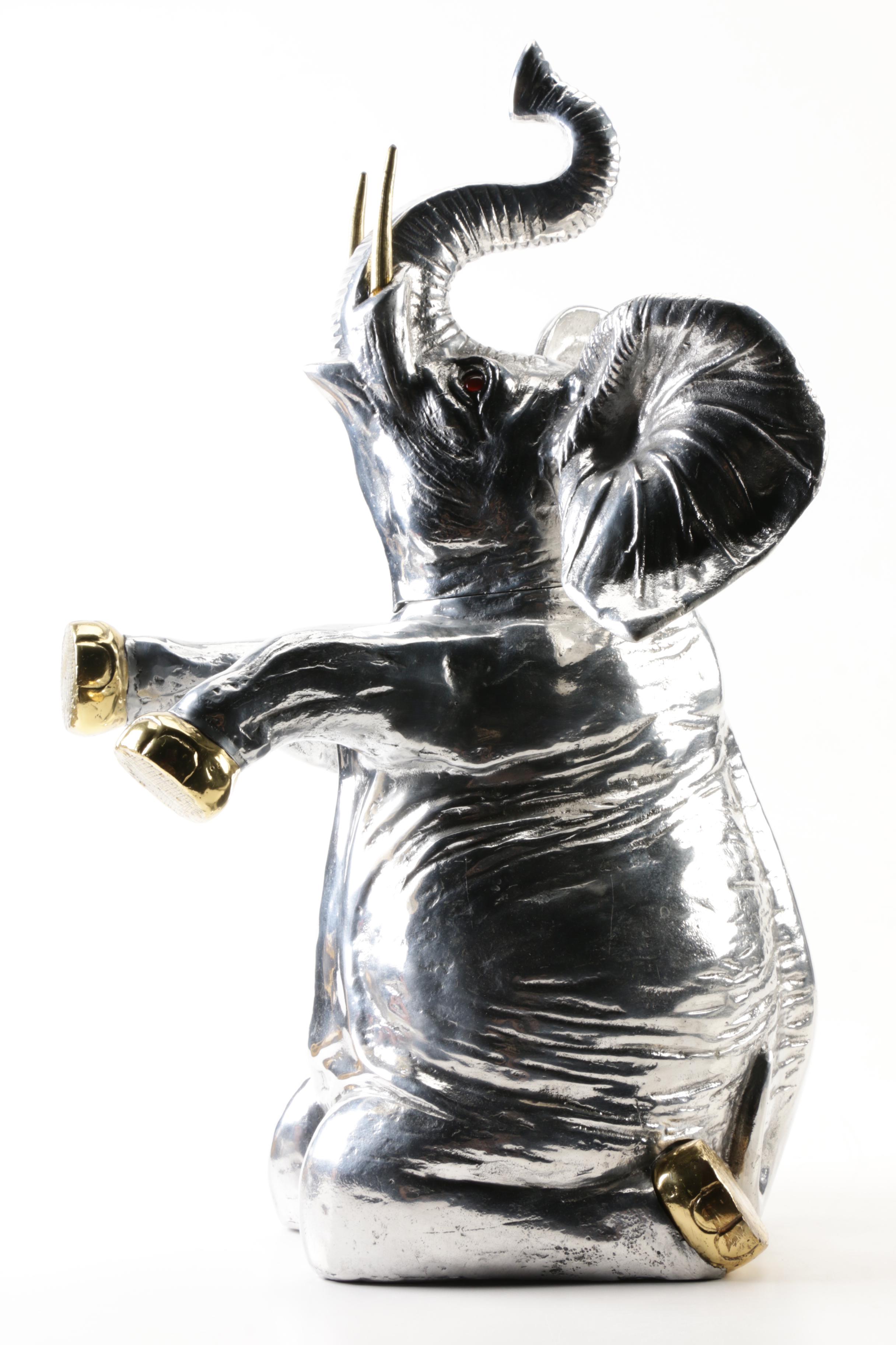 Vintage Arthur Court Aluminum Elephant Wine Bottle Cooler