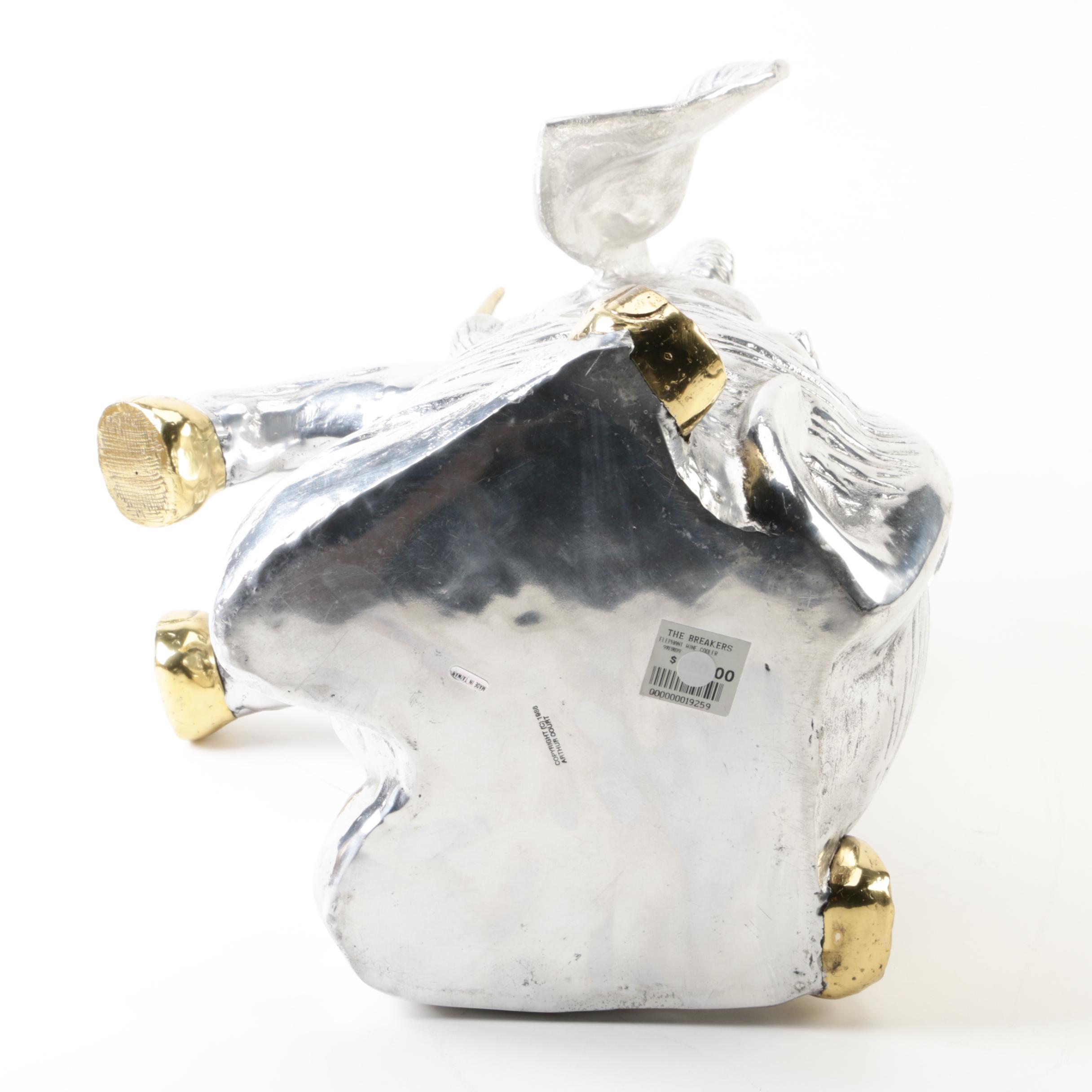 Vintage Arthur Court Aluminum Elephant Wine Bottle Cooler