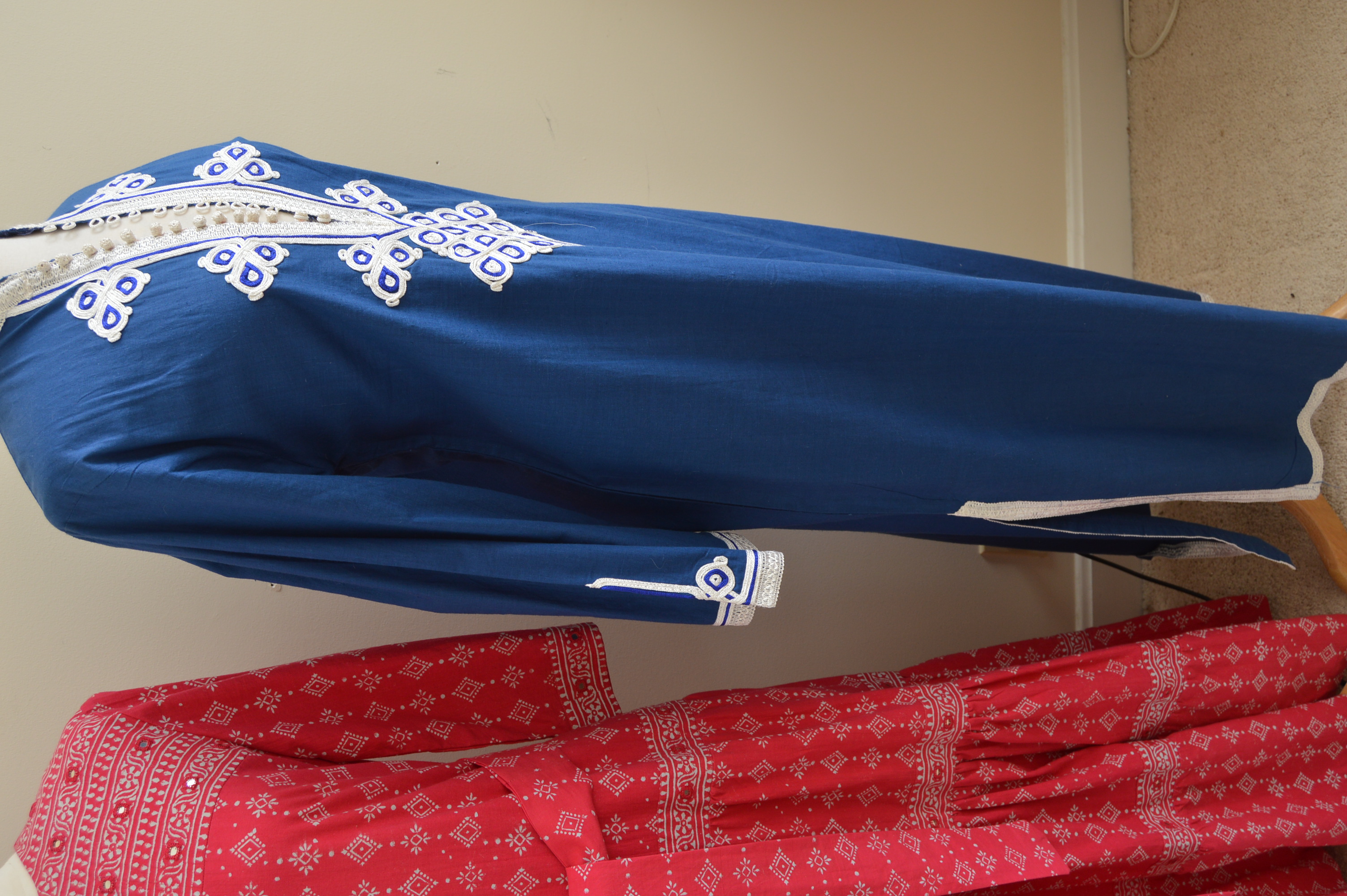 Vintage Saks Pakistani Mirrored Maxi Dress and I. Magnin Moroccan Caftan