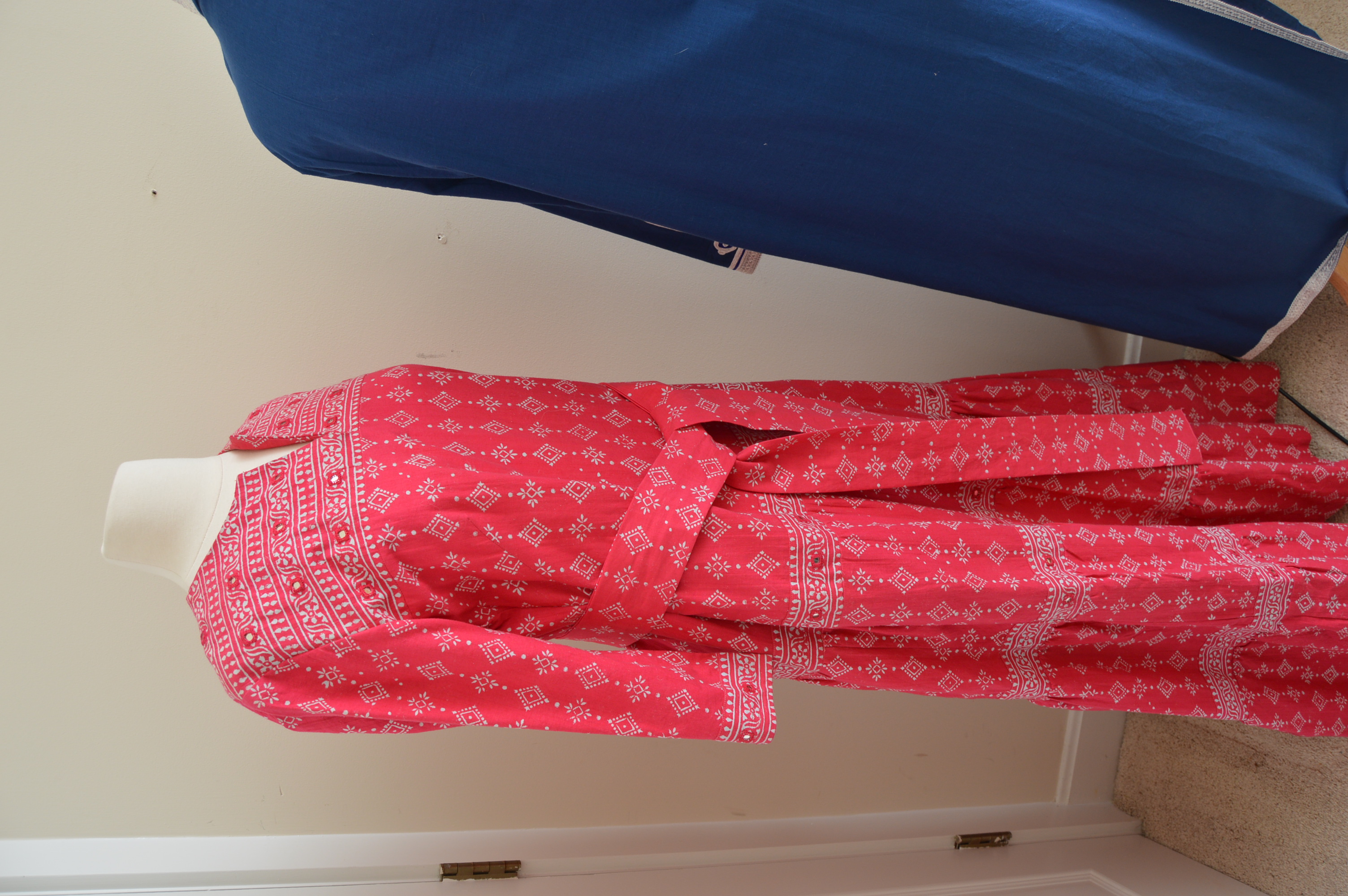 Vintage Saks Pakistani Mirrored Maxi Dress and I. Magnin Moroccan Caftan