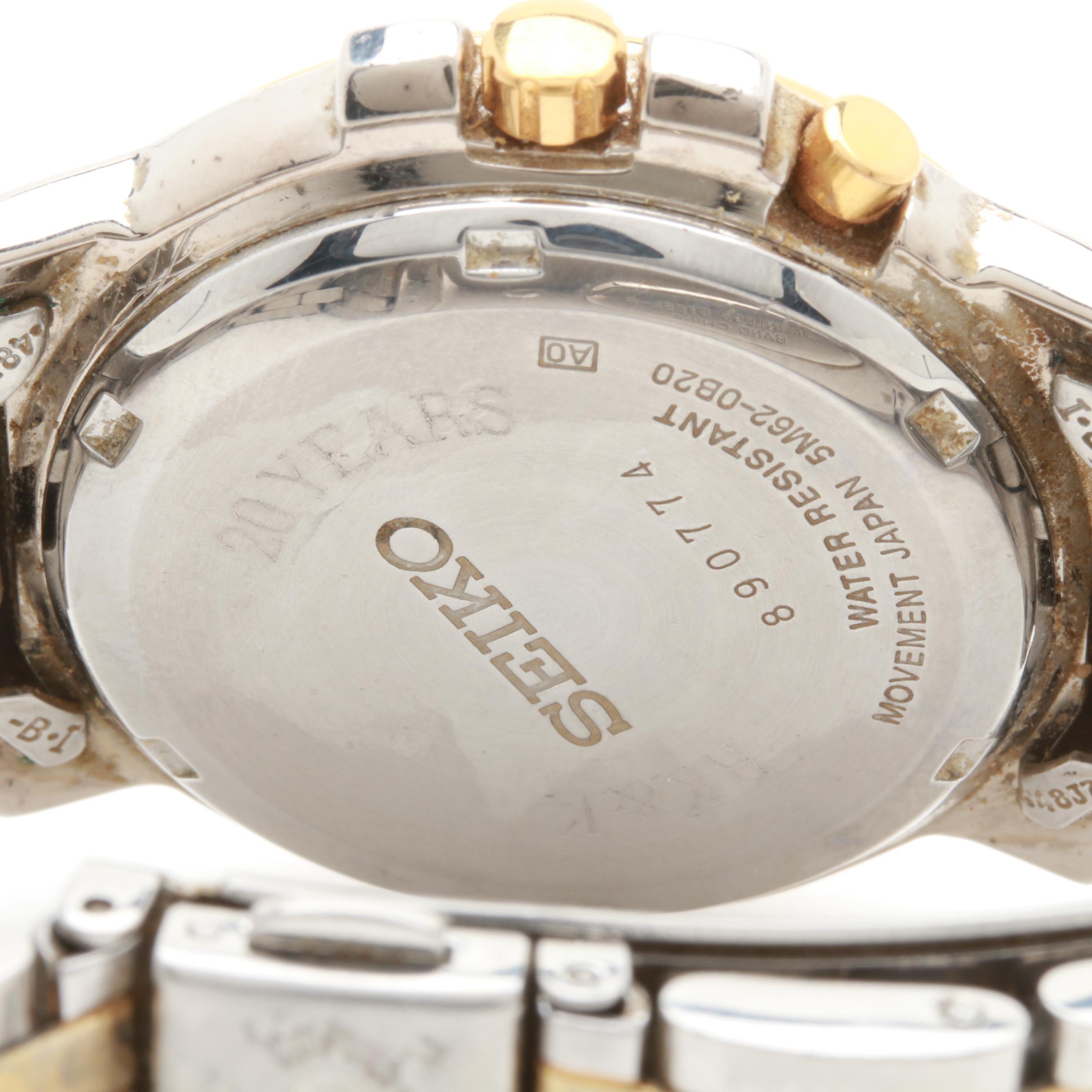 Seiko Kinetic Stainless Steel Two Tone Analog Watch