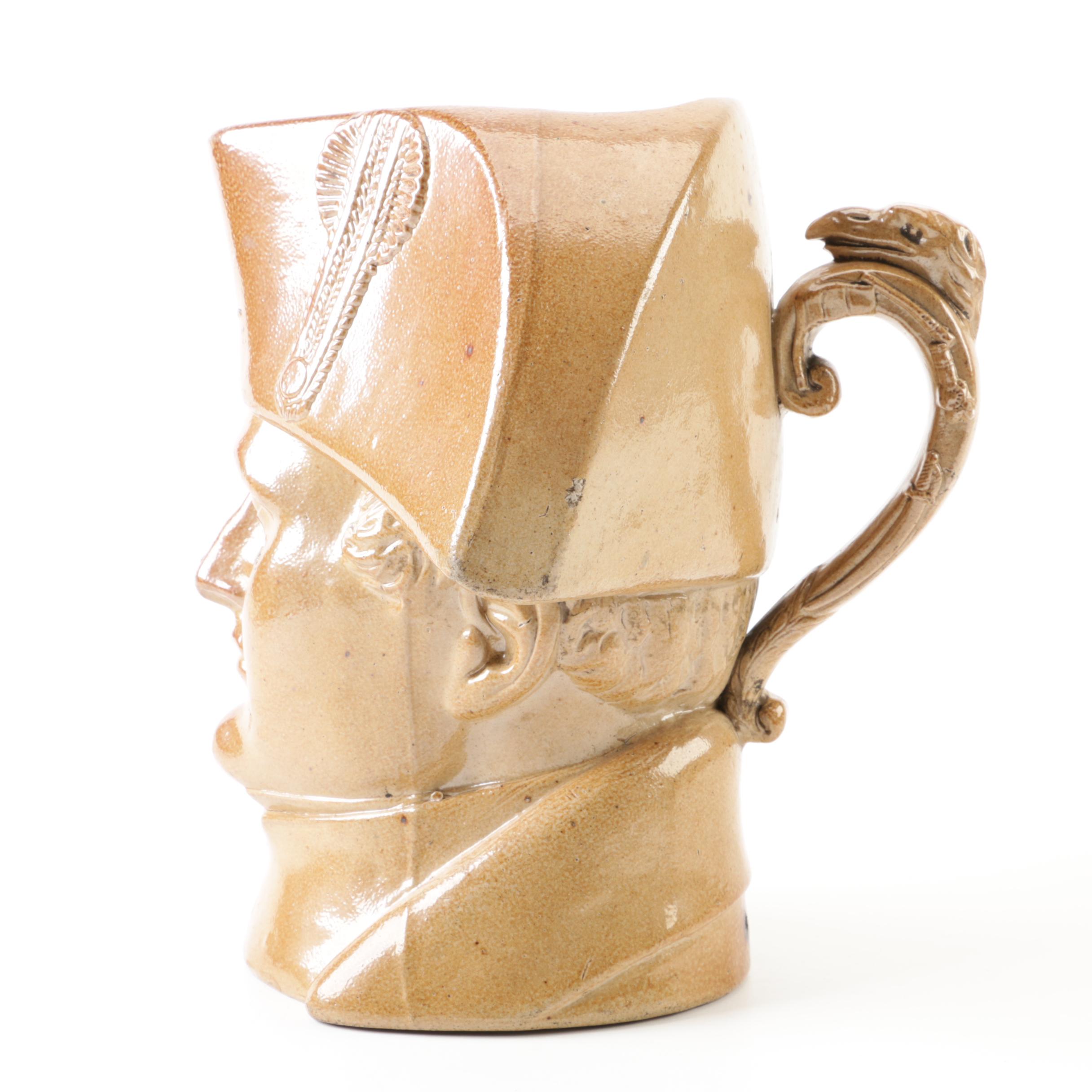 Antique Stephen Green Lambeth Pottery Napoleon Bonaparte Stoneware Character Jug