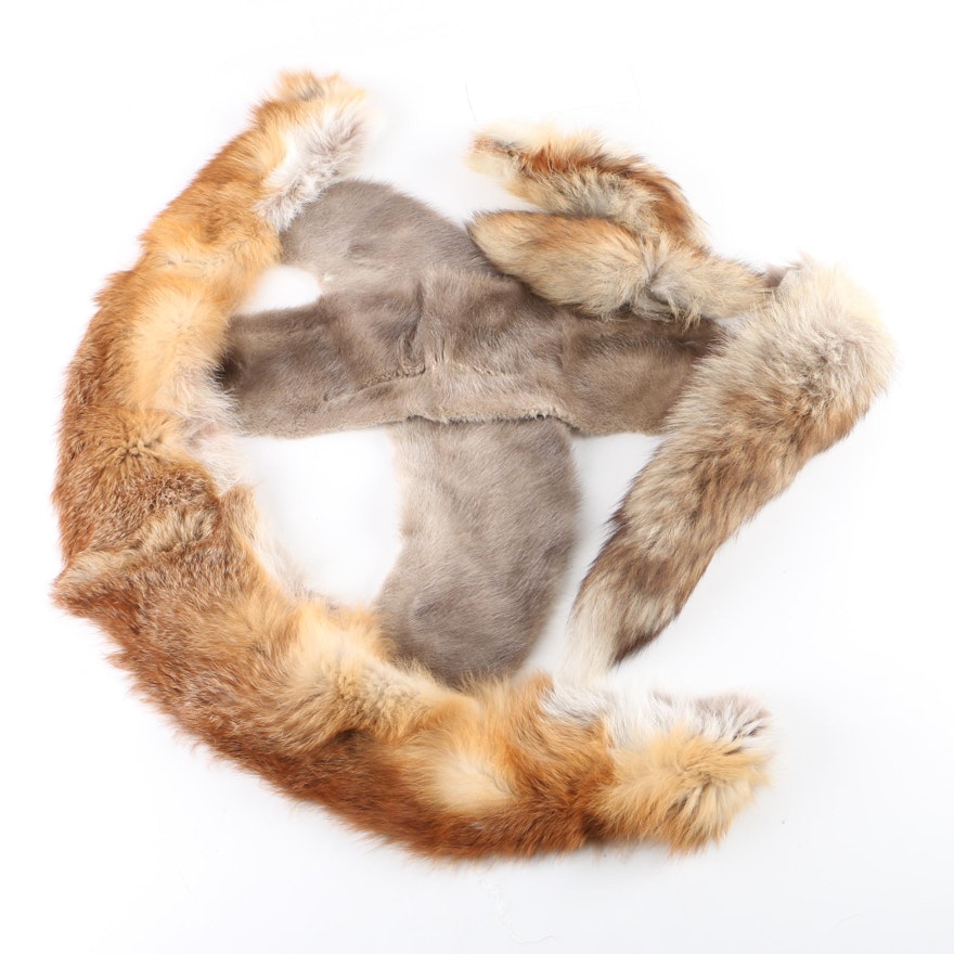 Mink Fur and Fox Fur Pelt Remnants