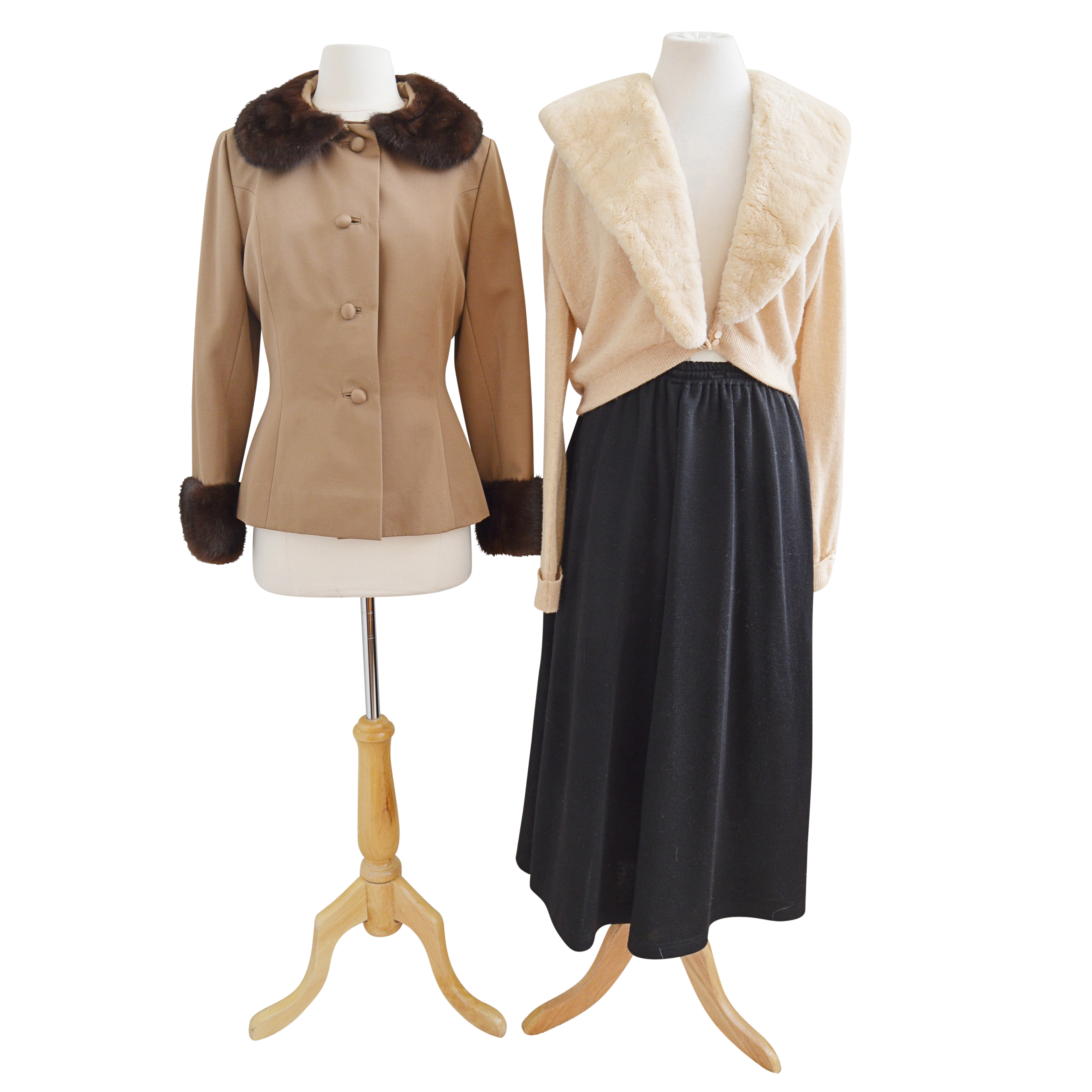 Women's Vintage Separates with Bullock's Suit Trimmed in Mink & Cashmere Sweater