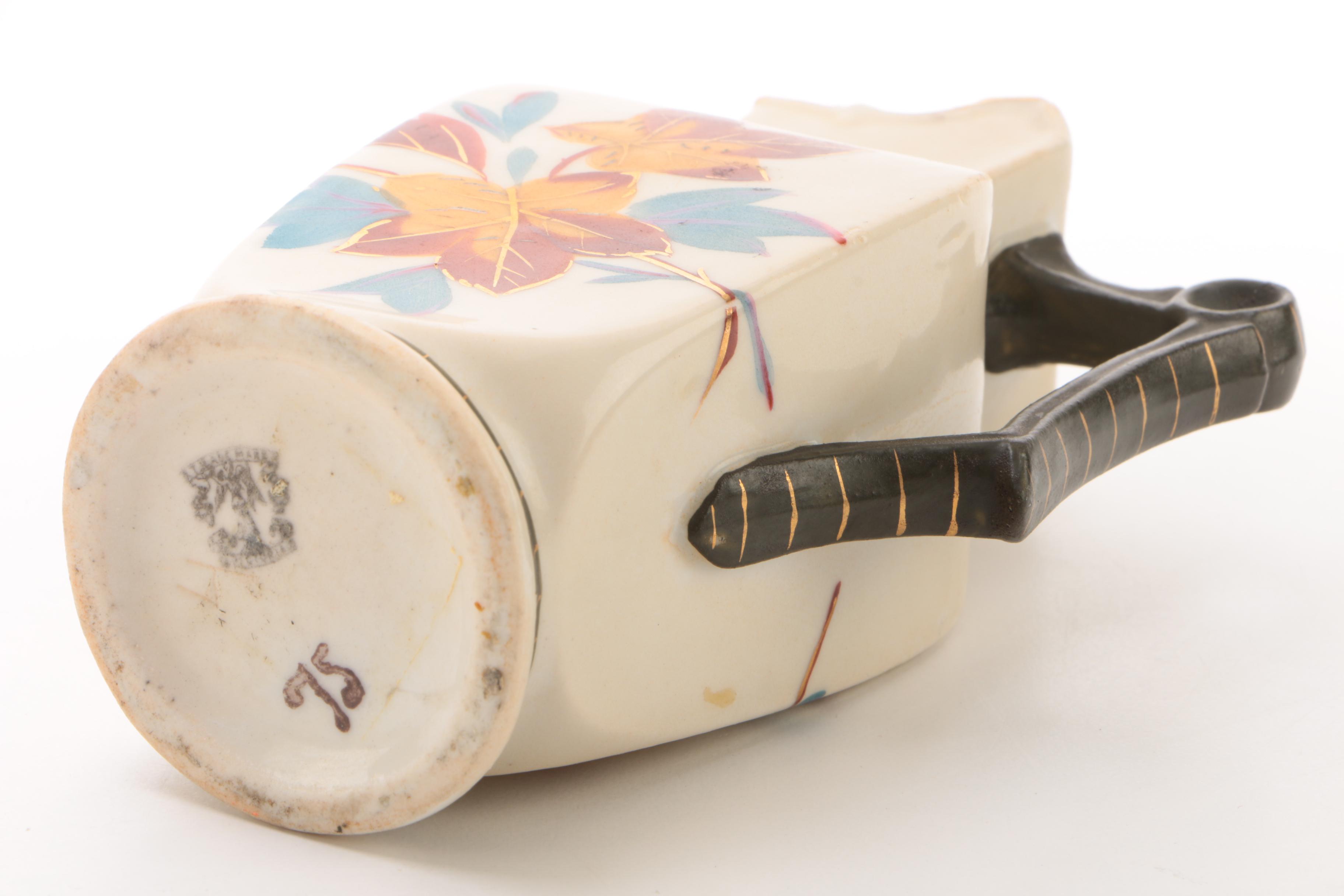 Vintage Hand-Painted Foliate Themed Porcelain Leaf Ewer