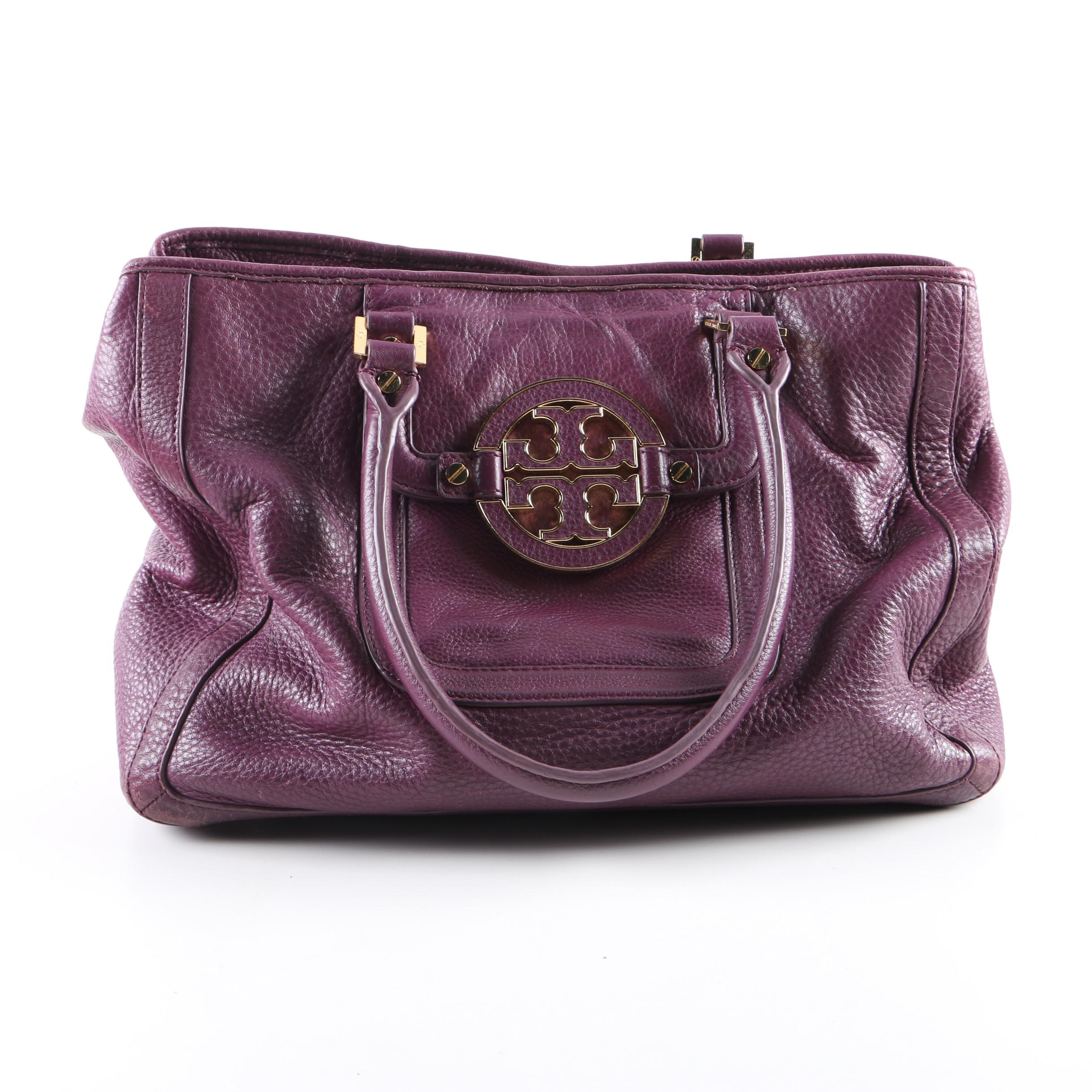 Tory Burch Purple Pebbled Leather Satchel