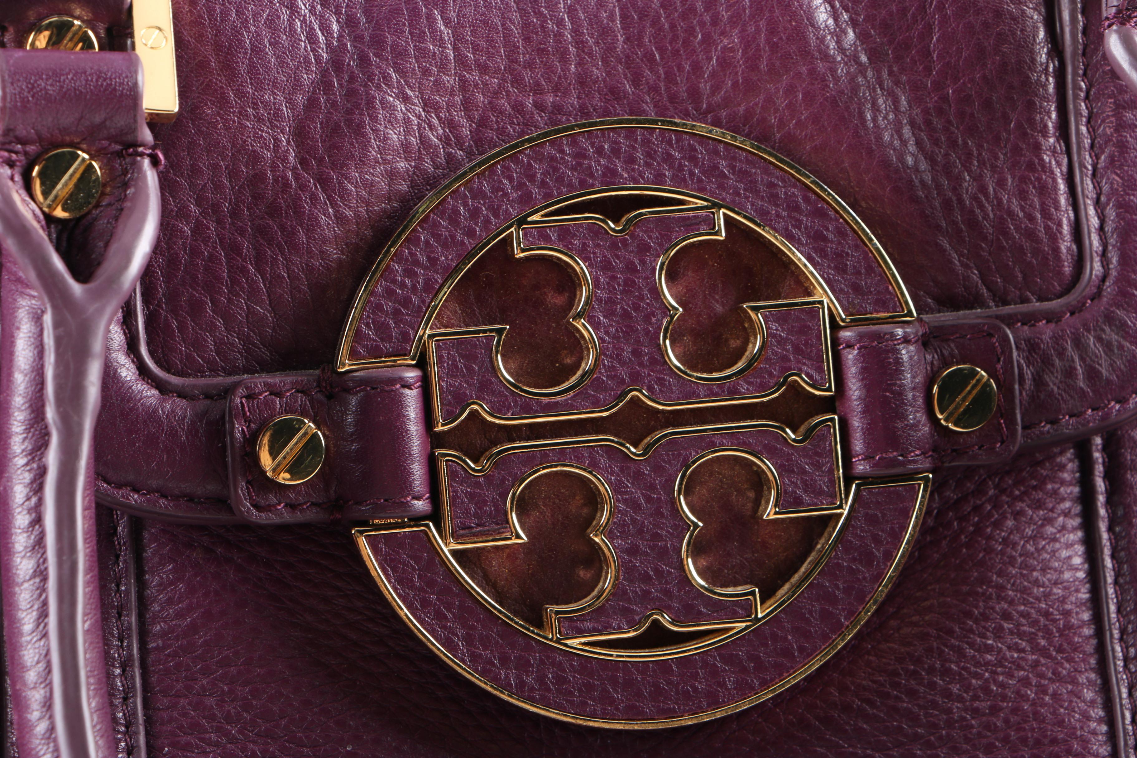 Tory Burch Purple Pebbled Leather Satchel