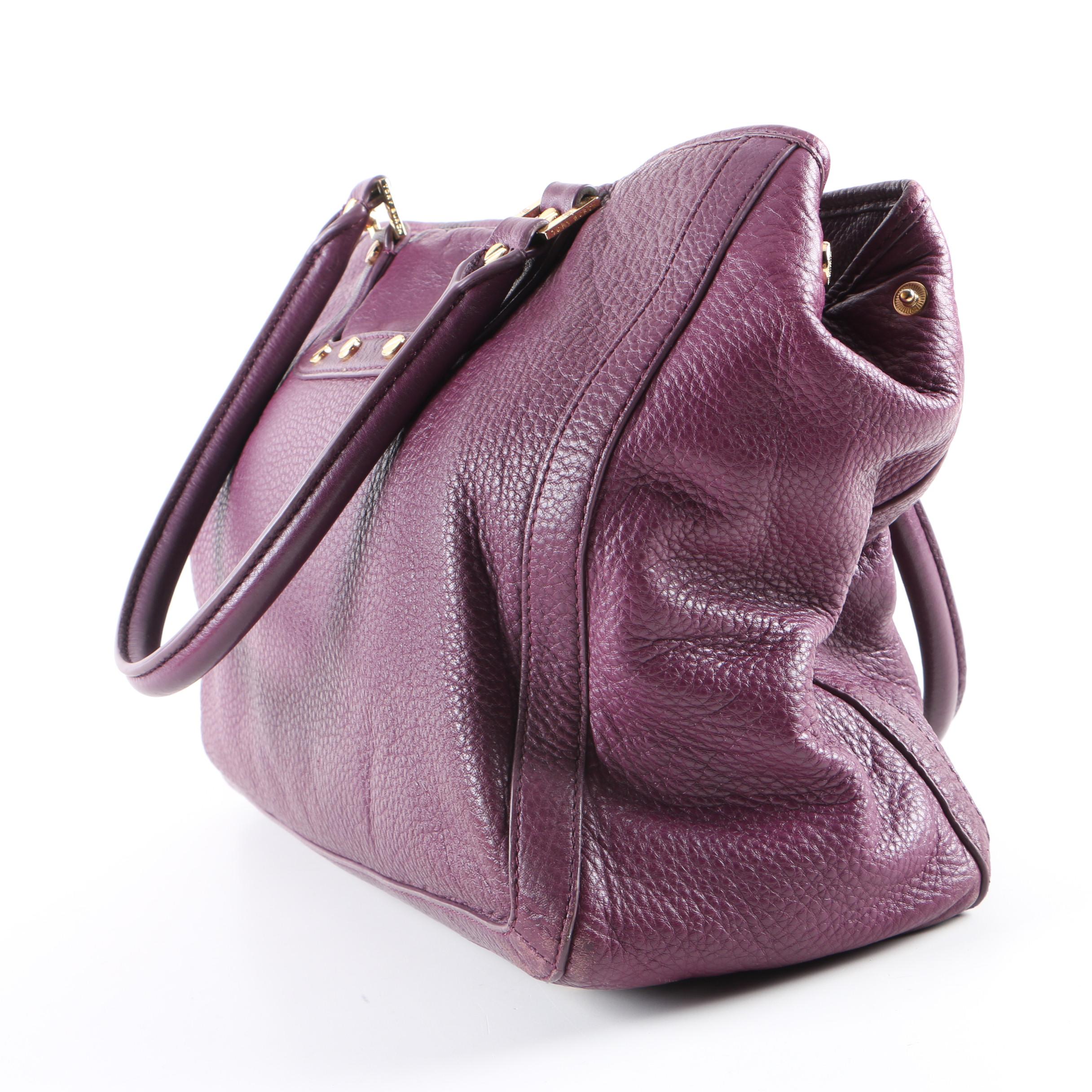 Tory Burch Purple Pebbled Leather Satchel