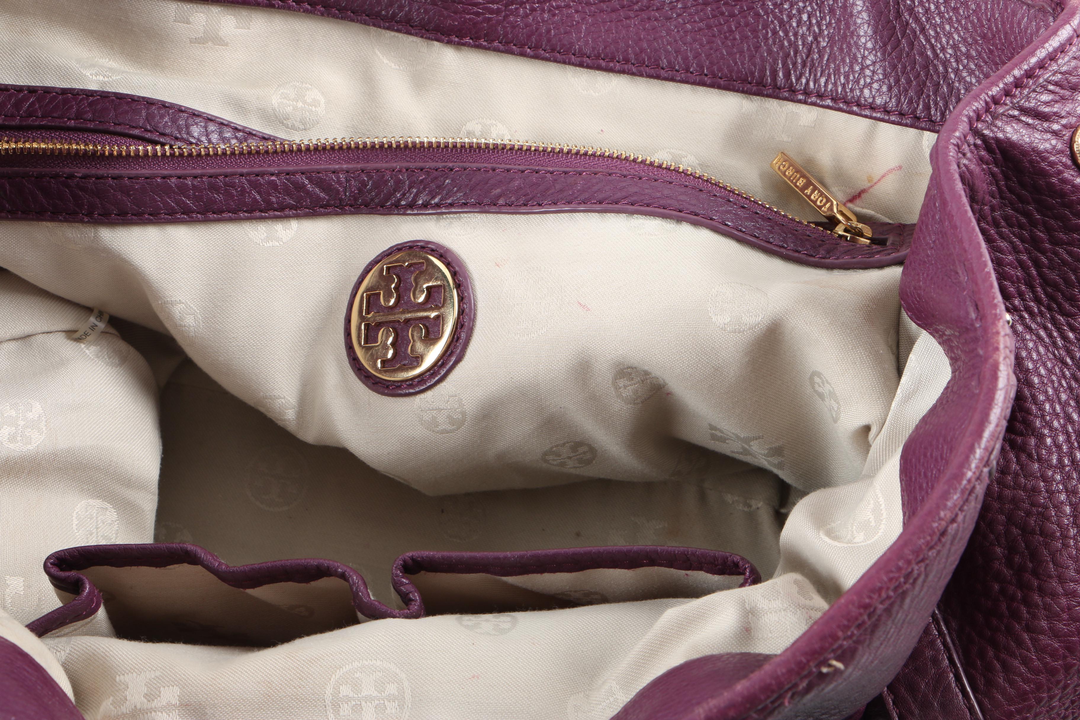 Tory Burch Purple Pebbled Leather Satchel