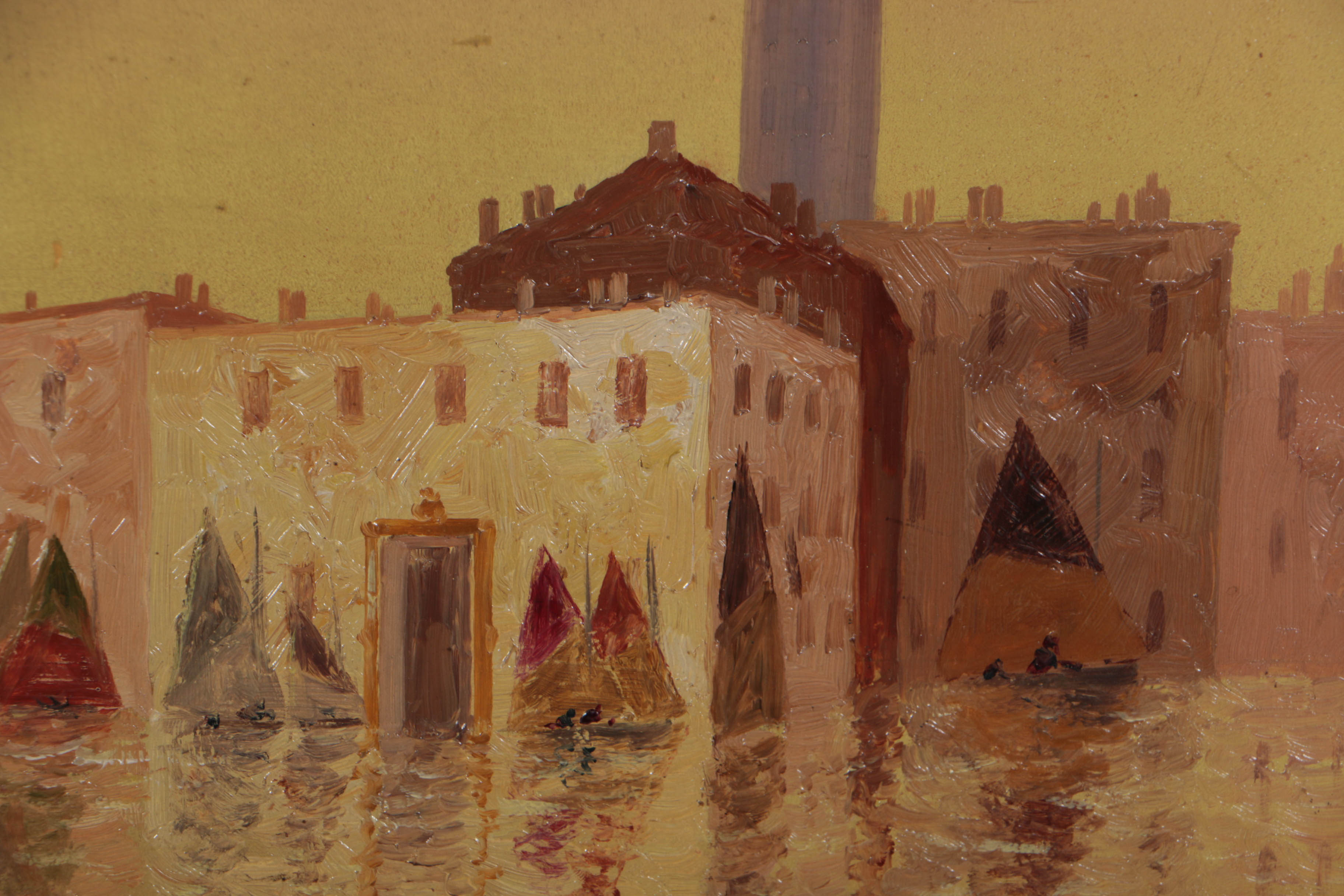 Clarence Braley Circa 1907 Oil Painting on Board Venetian Canal Scene