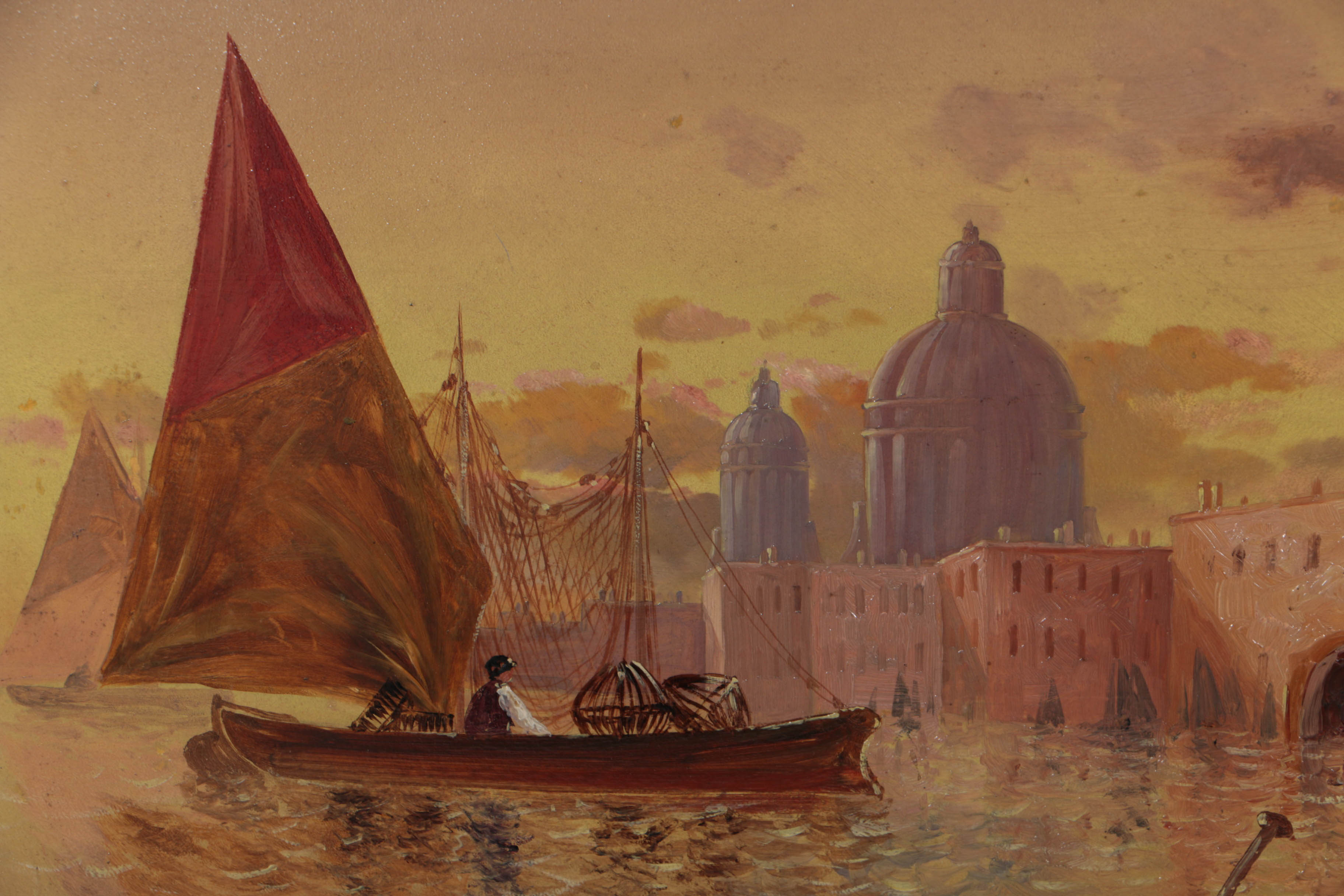 Clarence Braley Circa 1907 Oil Painting on Board Venetian Canal Scene