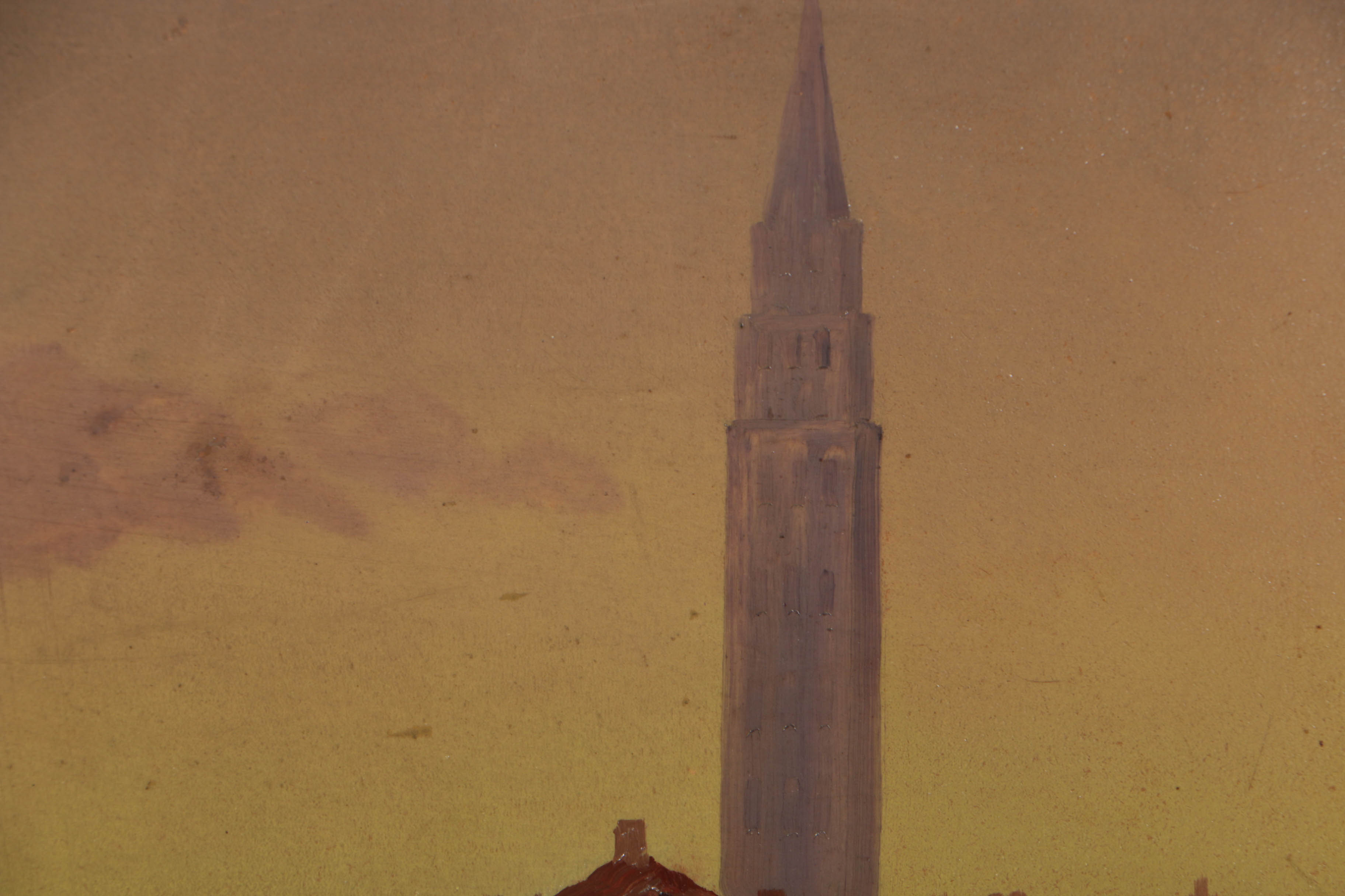 Clarence Braley Circa 1907 Oil Painting on Board Venetian Canal Scene