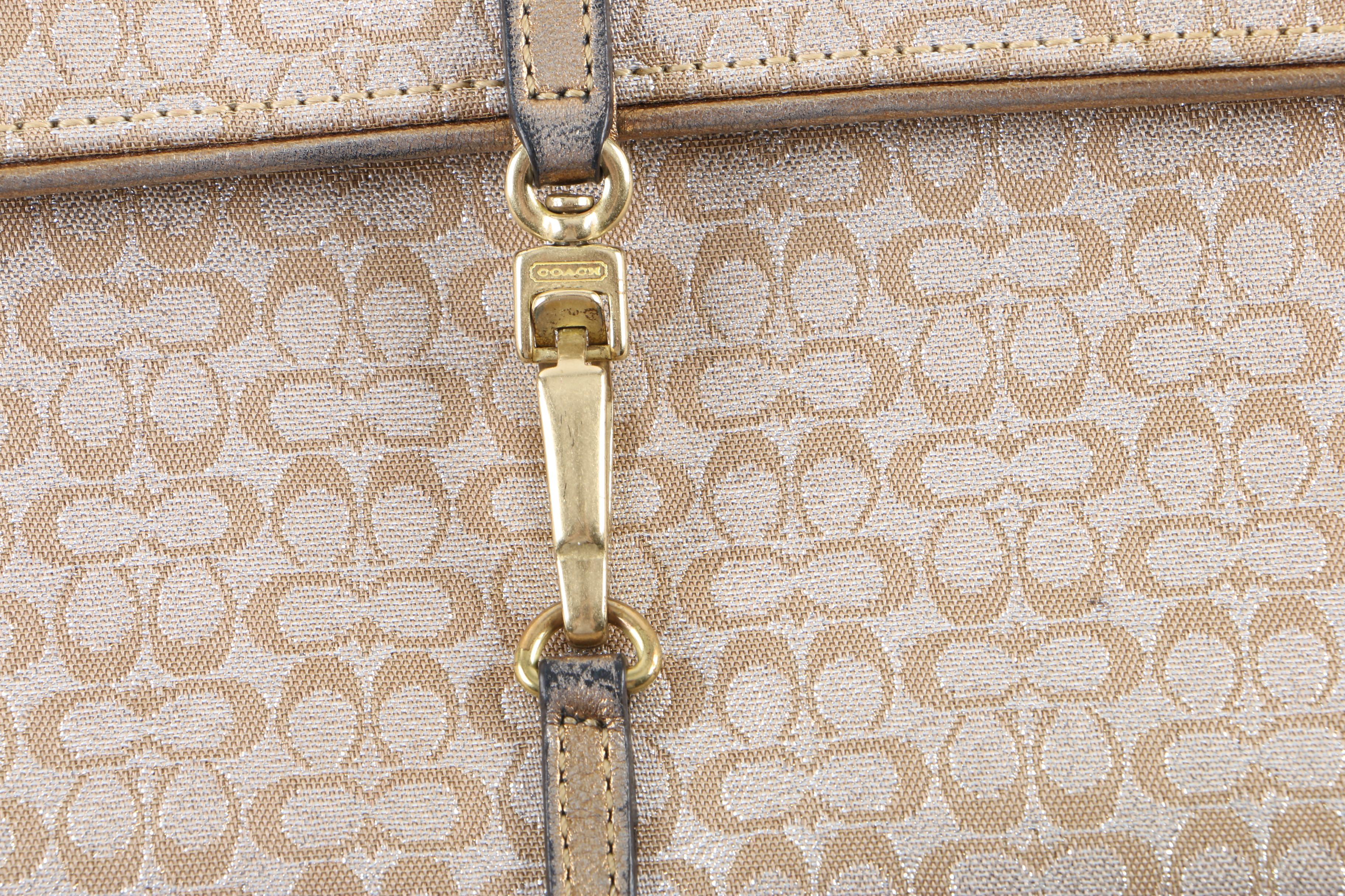 Coach Signature Canvas Clutch and Pink Leather Wristlet