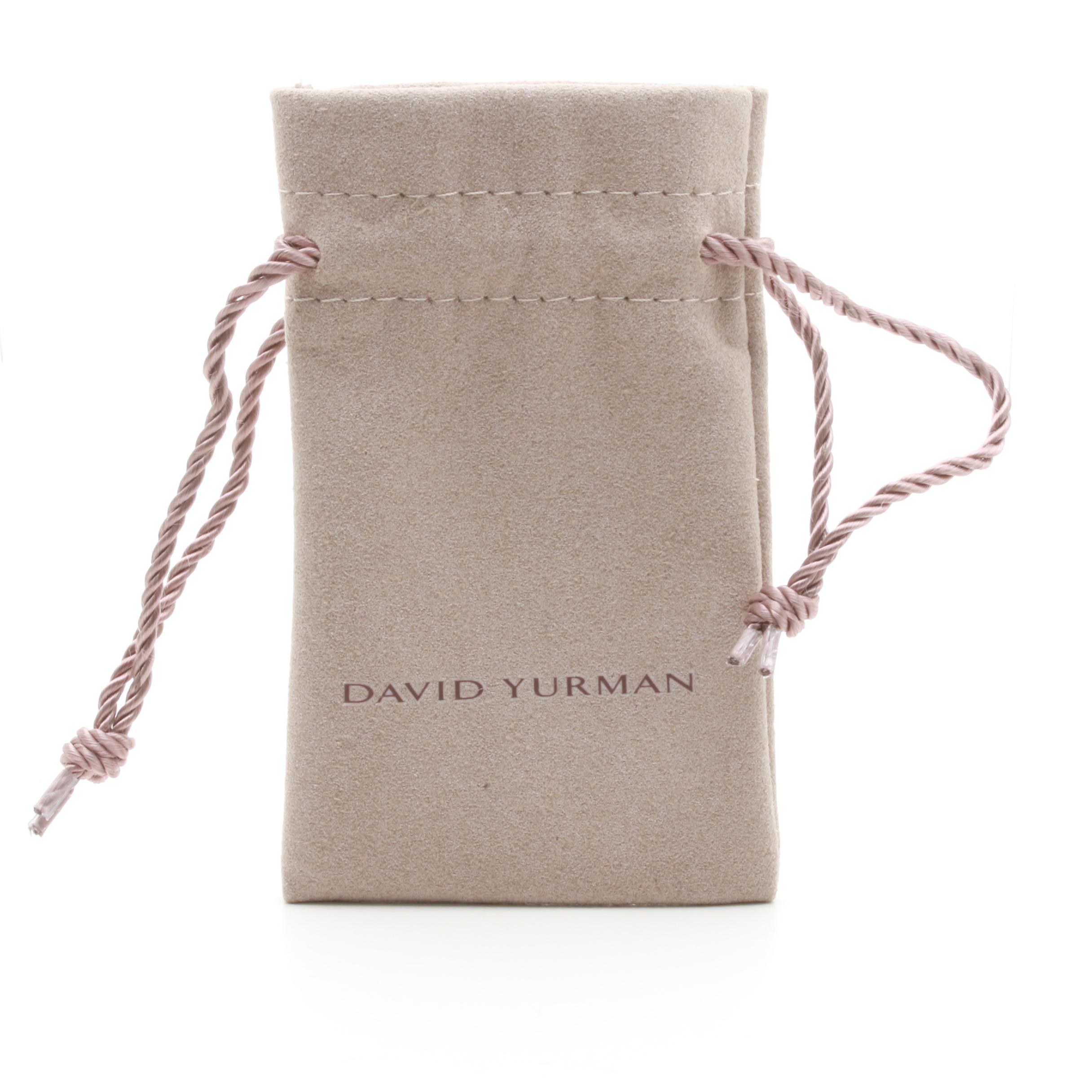 David Yurman Sterling Silver and 18K Yellow Gold Blue Topaz Earrings