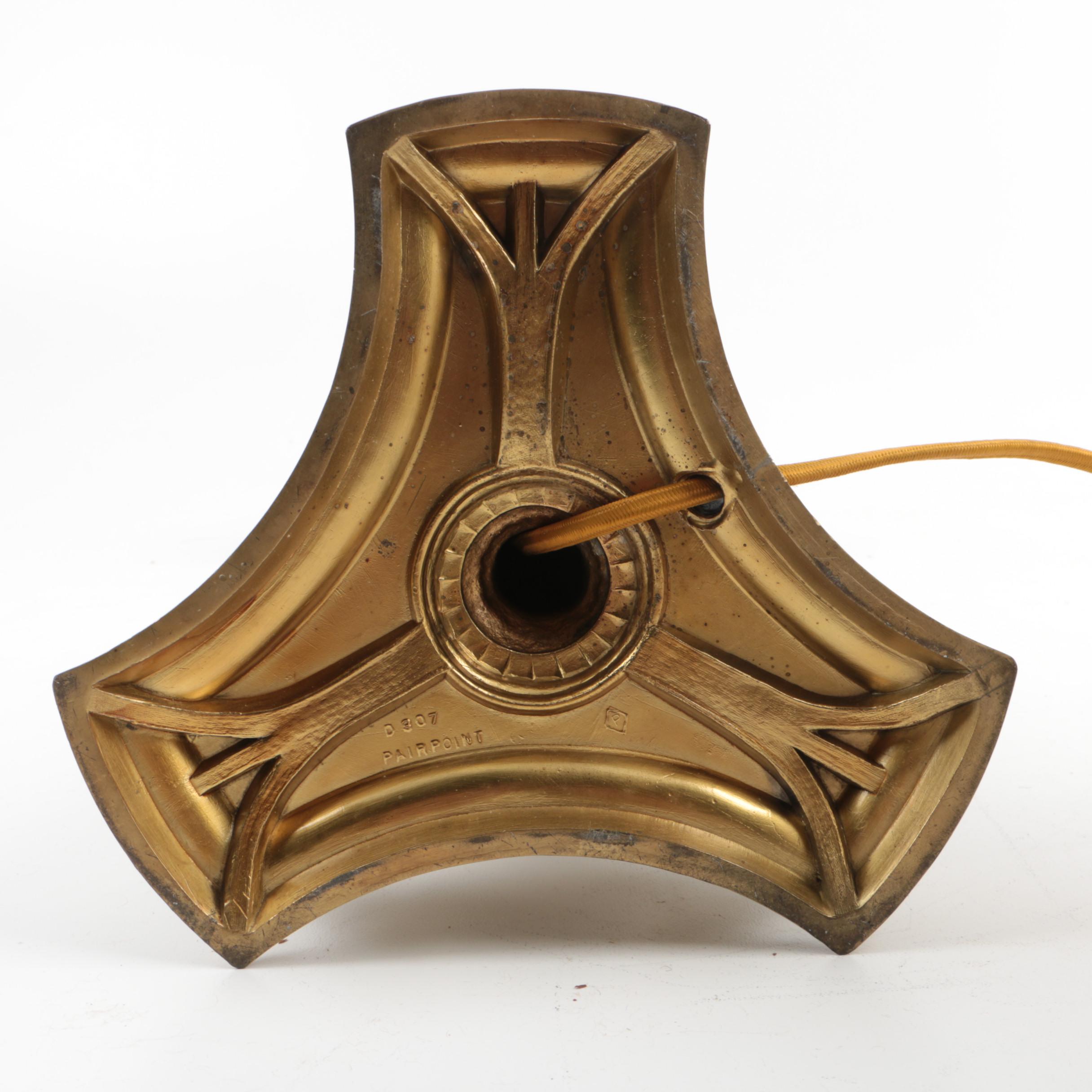 Pairpoint Table Lamp with Dolphin Base and Reverse Painted Venetian Shade
