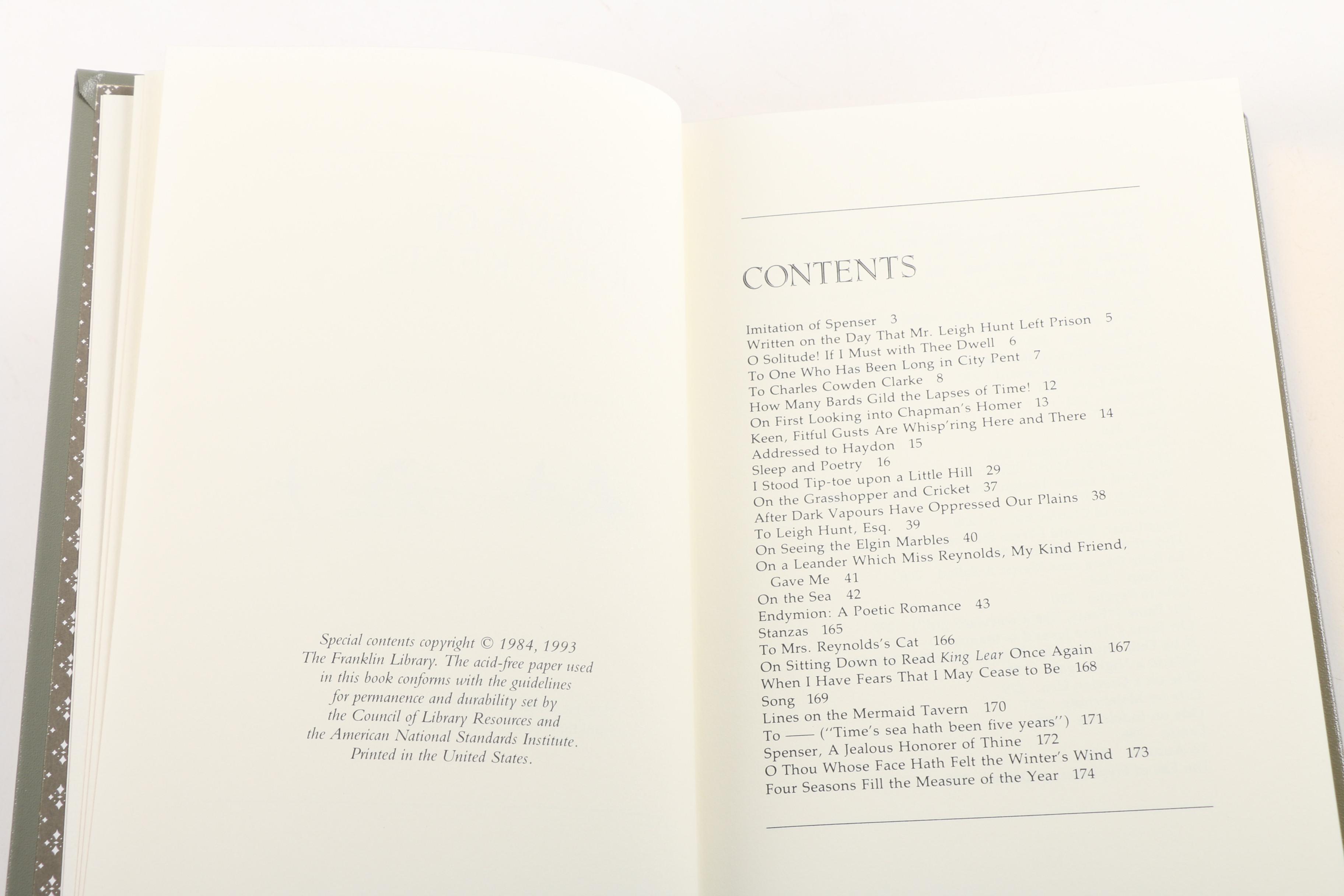 Franklin Library Books Including Keats, Eliot and Saint Augustine