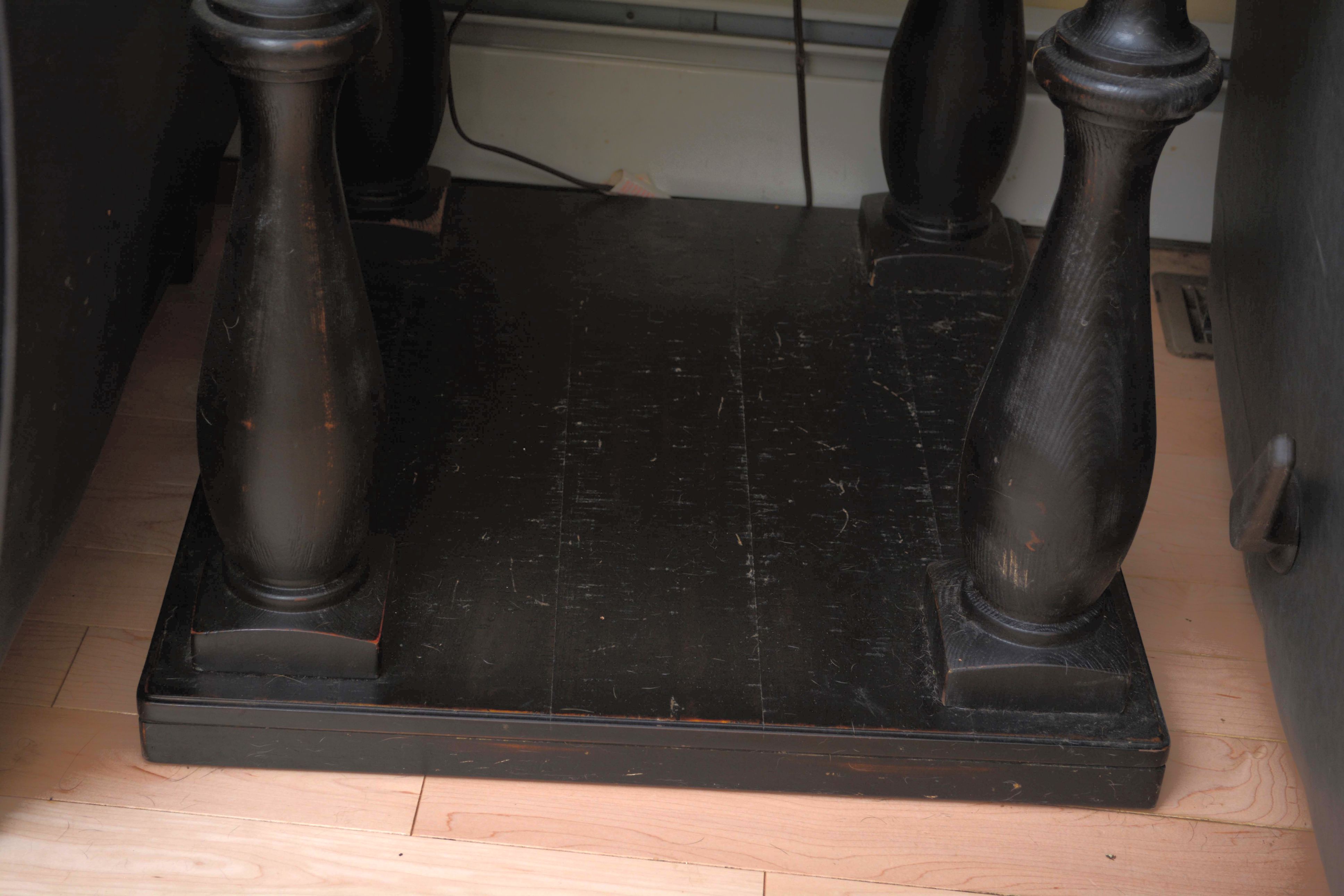 Dark Wooden Columnar End Table Pair