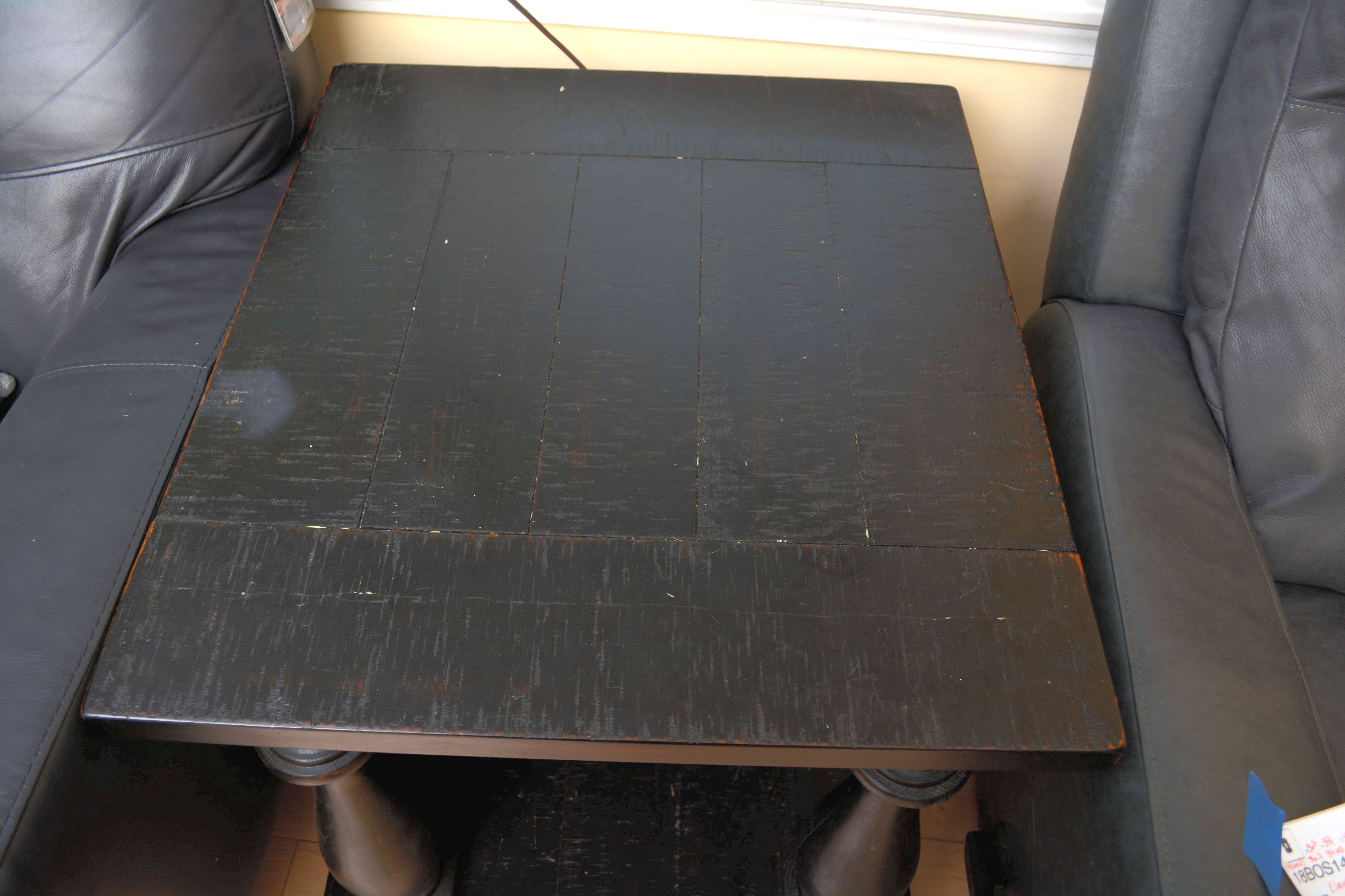 Dark Wooden Columnar End Table Pair