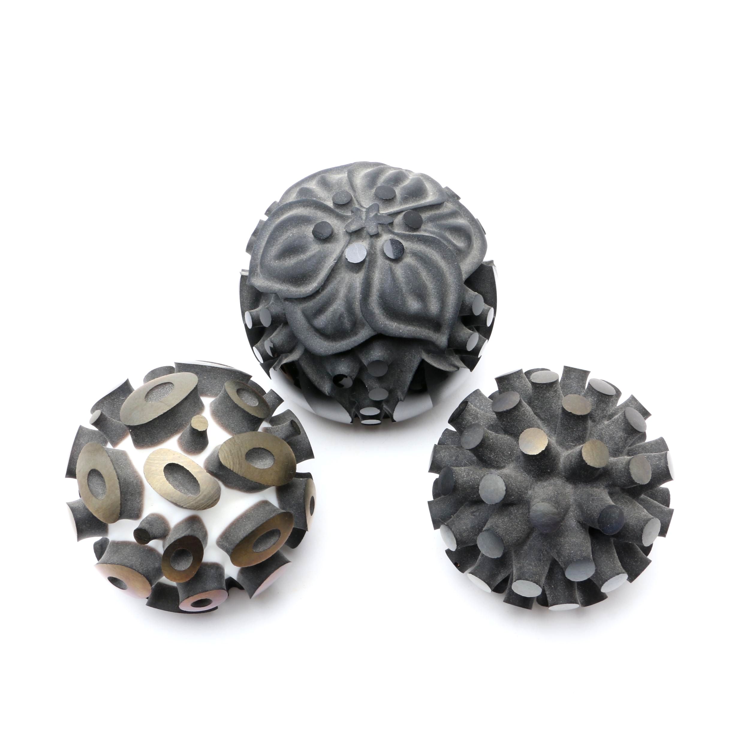 Three Sylvia Fama Art Glass Sculptural Paperweights