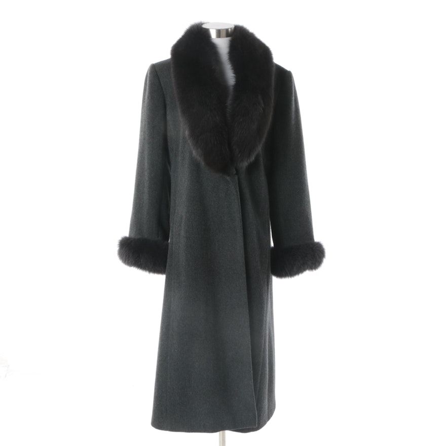Women's Marvin Richards Lambswool Coat with Fox Fur Collar and Cuffs