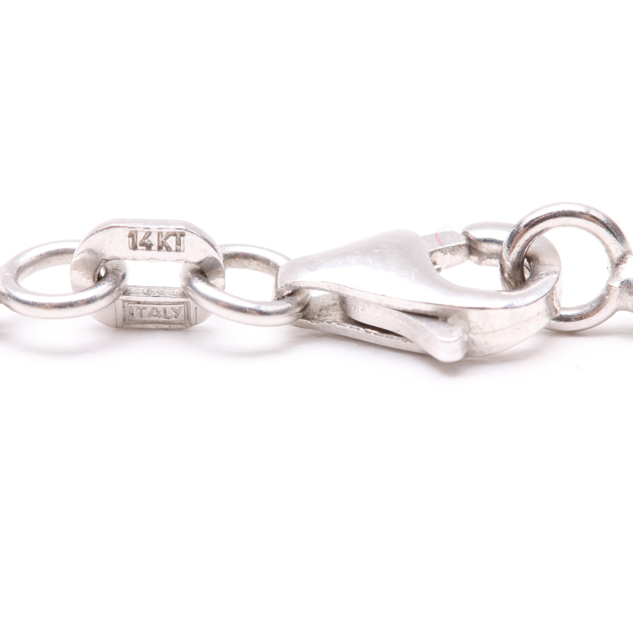 14K White Gold Diamond-Cut Beaded Necklace