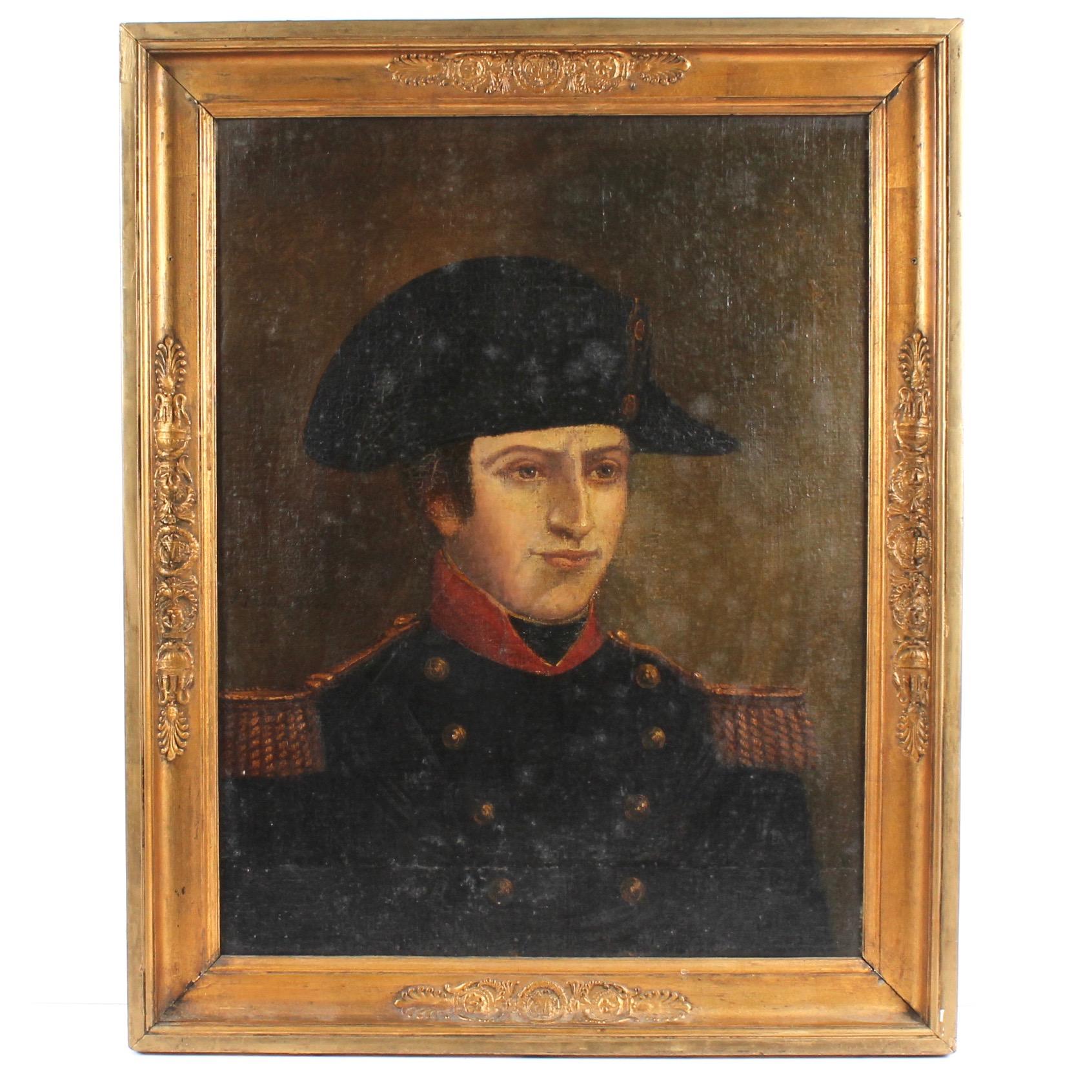 Antique Napoleonic Oil Portrait Painting on Canvas