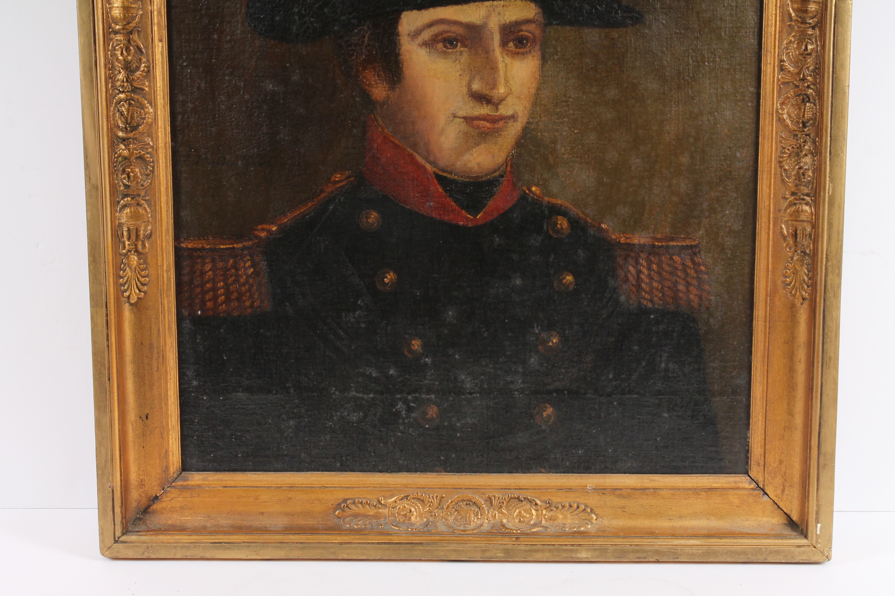 Antique Napoleonic Oil Portrait Painting on Canvas