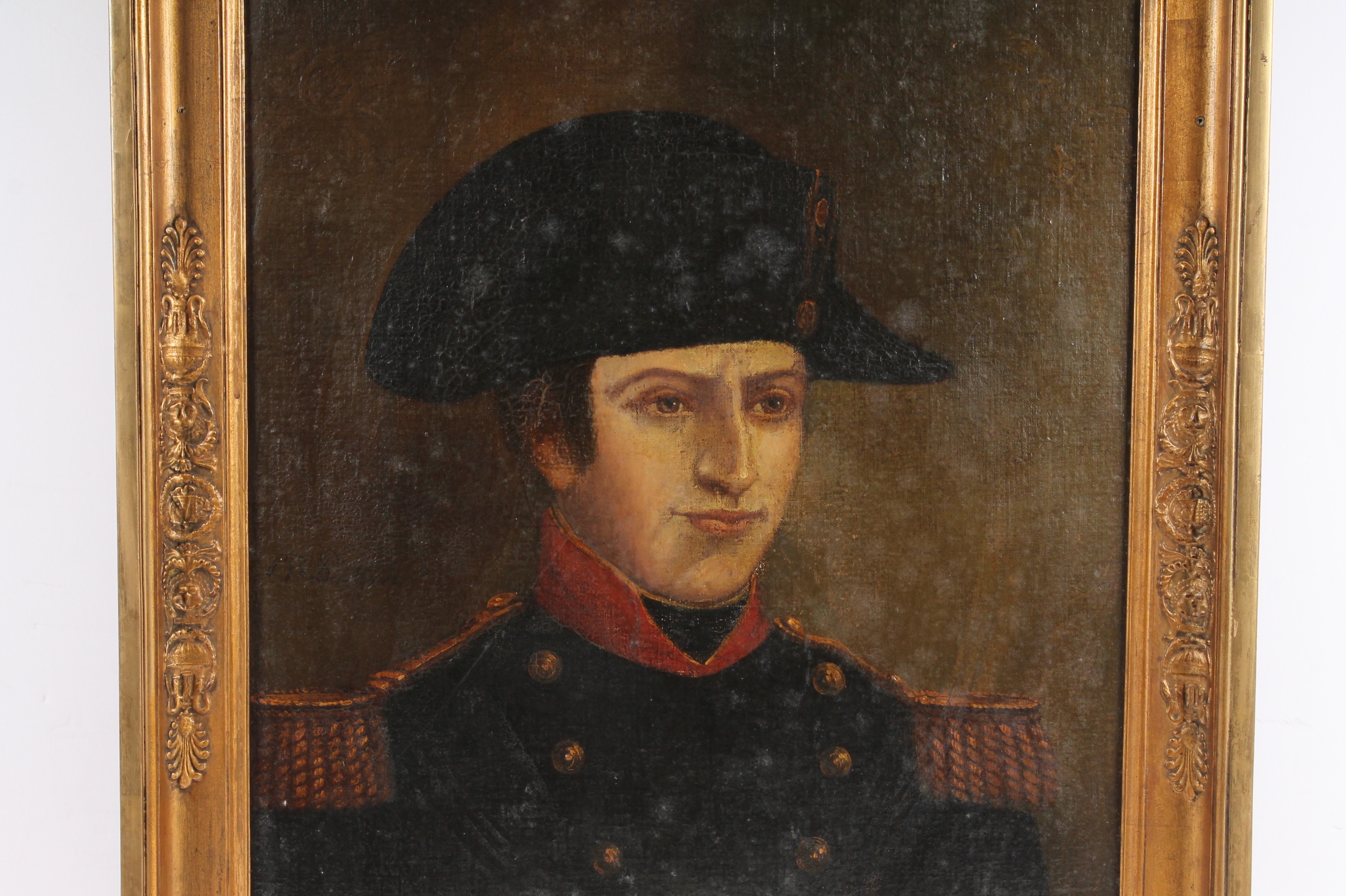Antique Napoleonic Oil Portrait Painting on Canvas