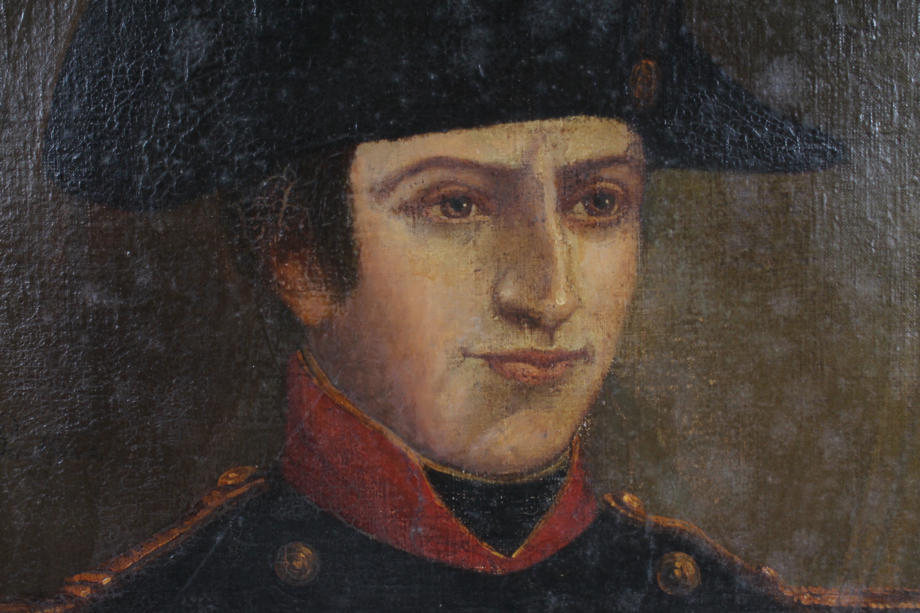 Antique Napoleonic Oil Portrait Painting on Canvas