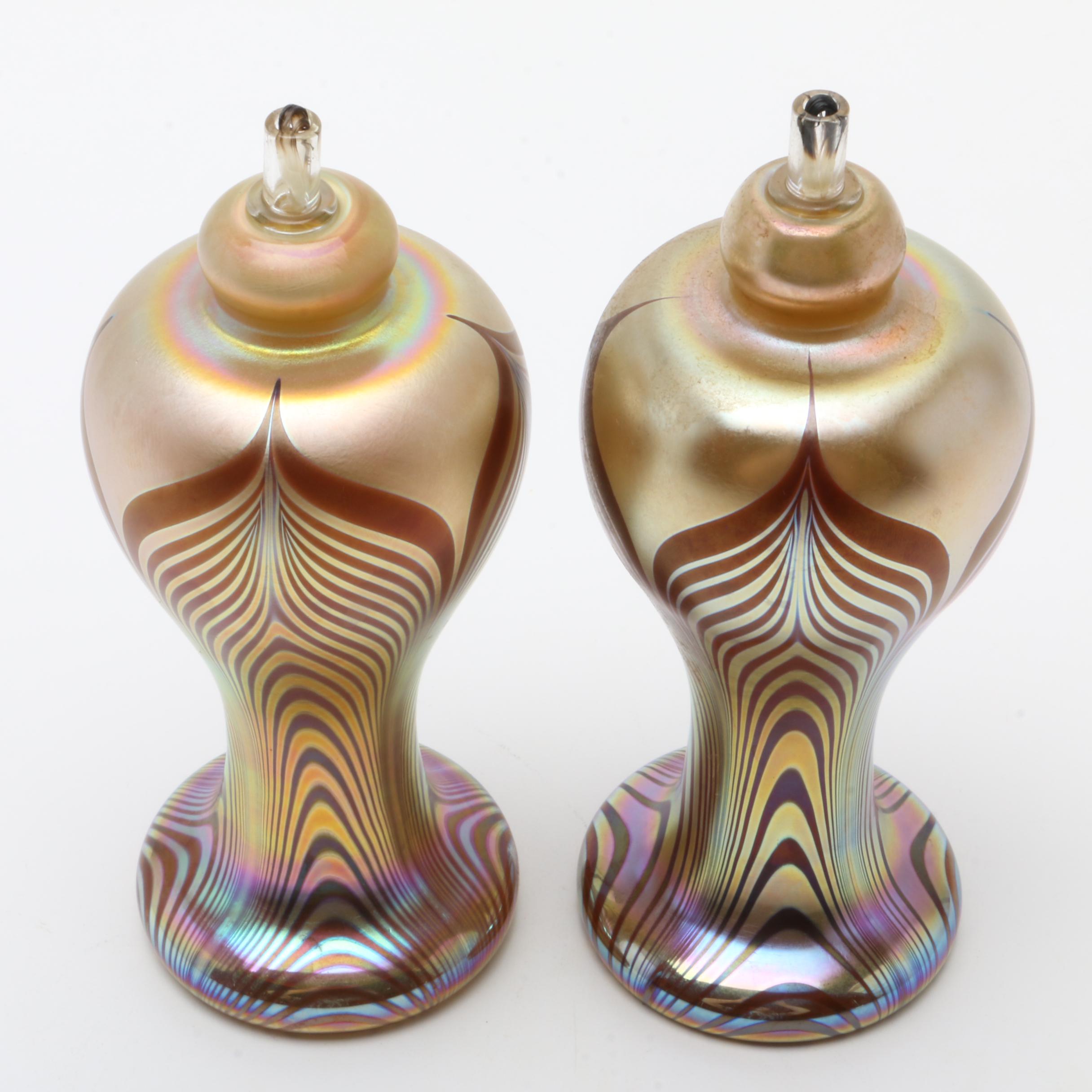 Stuart Abelman Art Glass Oil Lamps