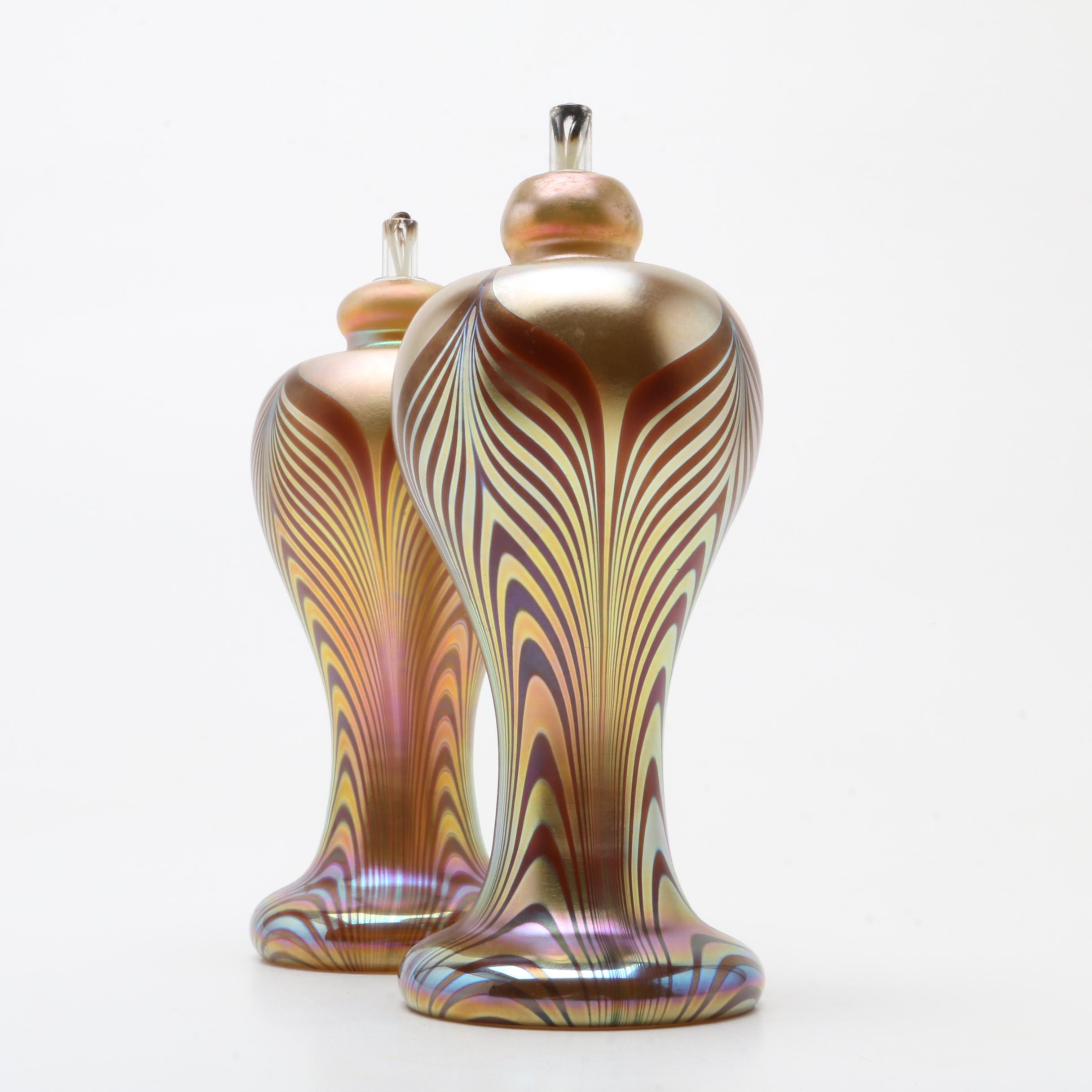 Stuart Abelman Art Glass Oil Lamps