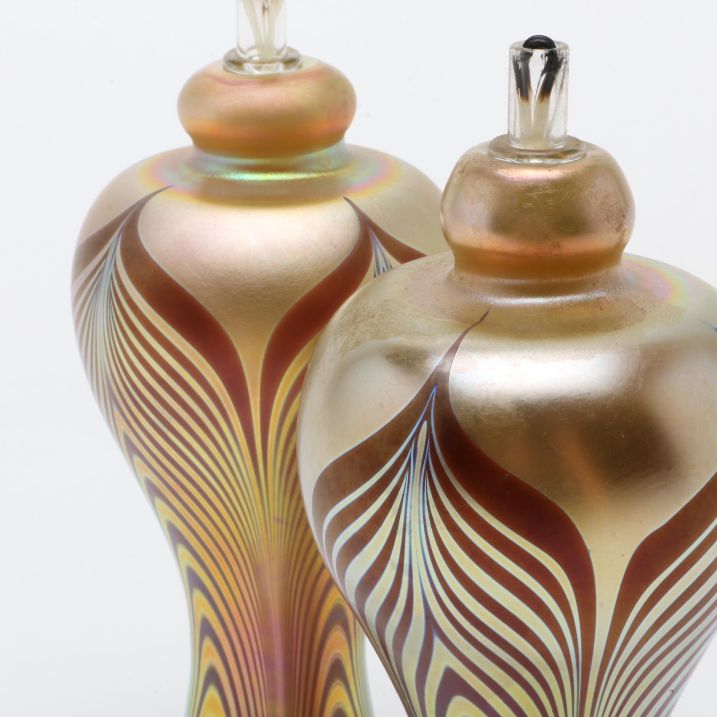 Stuart Abelman Art Glass Oil Lamps