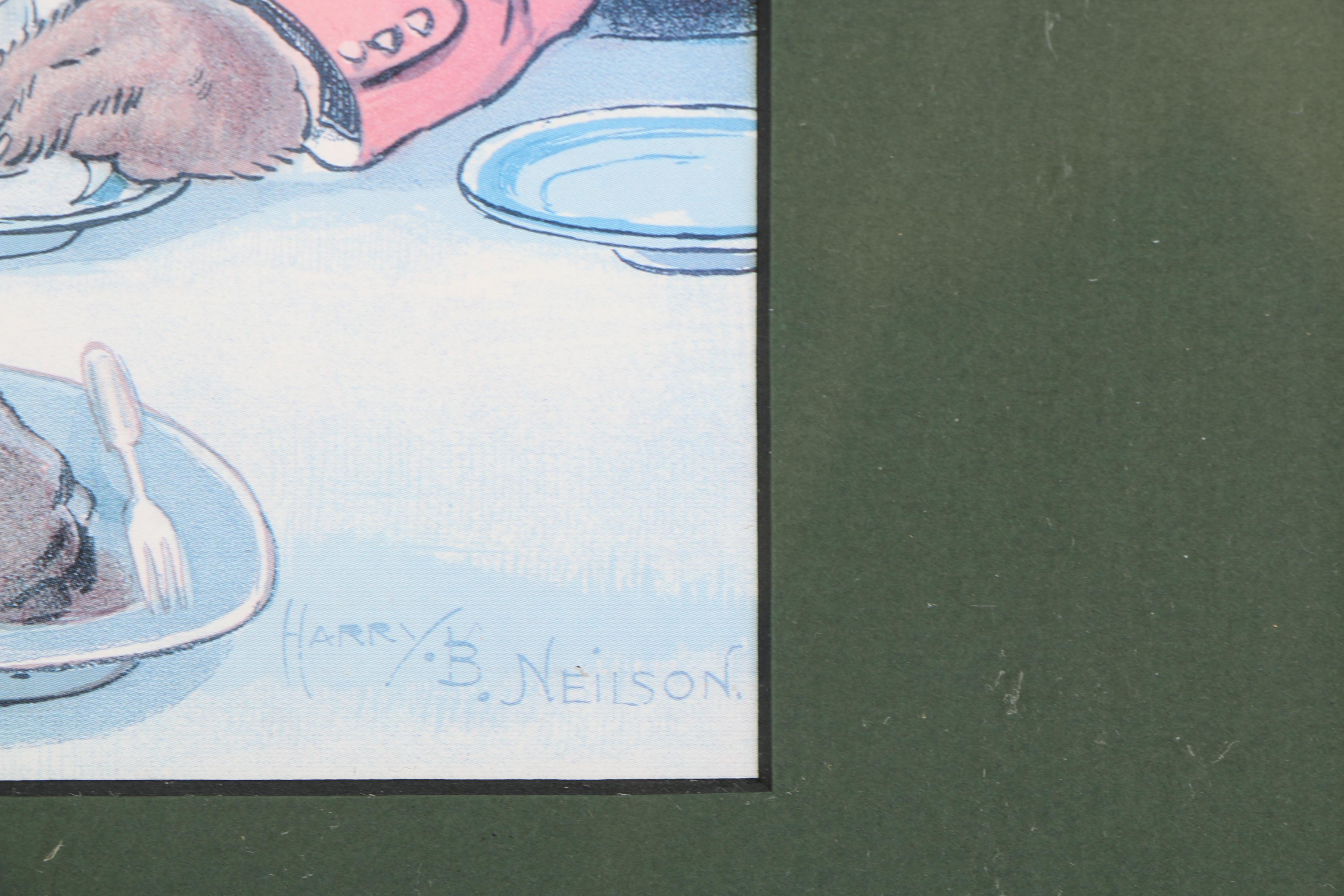 Offset Lithograph after Harry B. Nelson "Mr Fox`s Hunt Breakfast on Xmas Day"