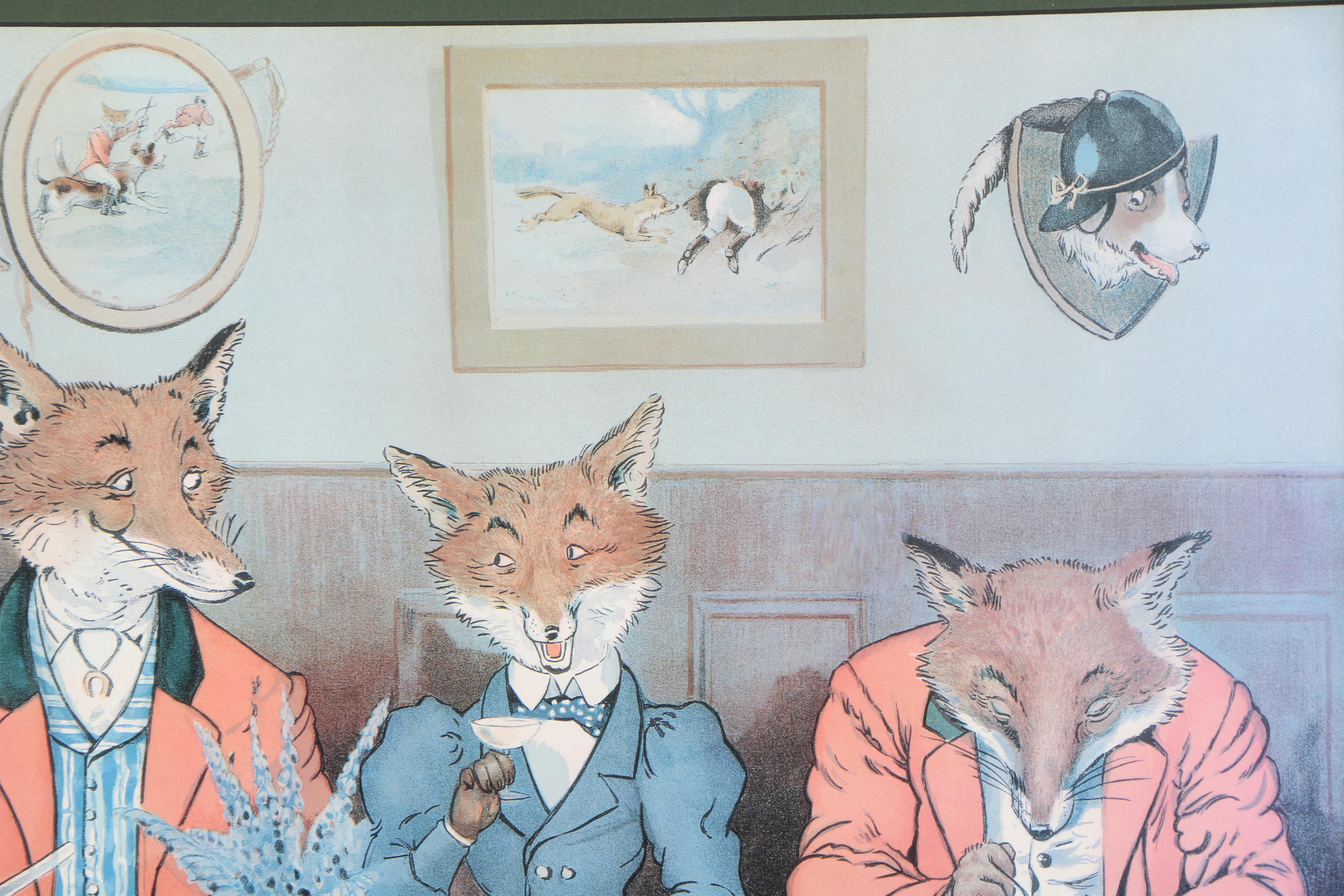 Offset Lithograph after Harry B. Nelson "Mr Fox`s Hunt Breakfast on Xmas Day"