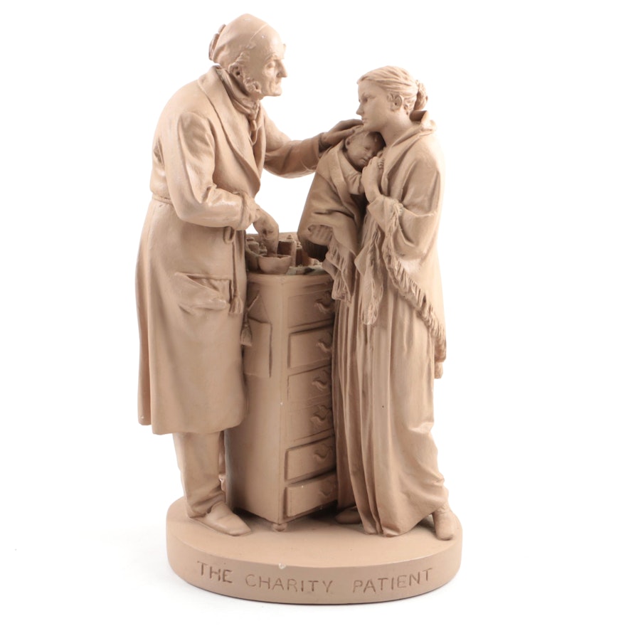 John Rogers Painted Plaster Sculpture "The Charity Patient"